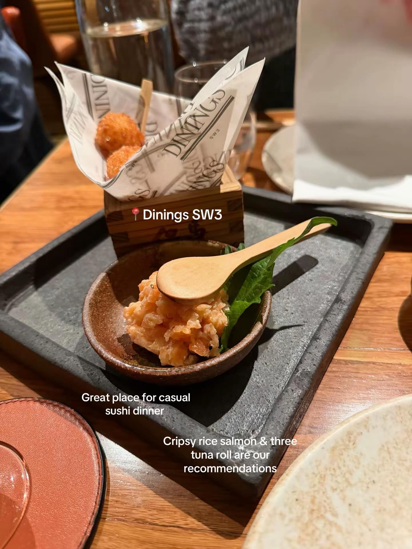 Sushi night at Dinings SW3!
For sushi, we loved the crispy rice salmon and the three tuna rolls were definitely our favorites.
For dessert, we tried the matcha, white chocolate, and yuzu pancake dessert. The presentation was beautiful, and you could really taste the high-quality matcha in the ice cream. If you’re into elevated Japanese flavors, this place is definitely worth a visit. Such a classy spot focused on quality! 📍 We even got a little treat at the end: orange brownie bites and some cherry. 🍰
#DiningsSW3 #SushiNight #JapaneseCuisine #Dessert #Foodie