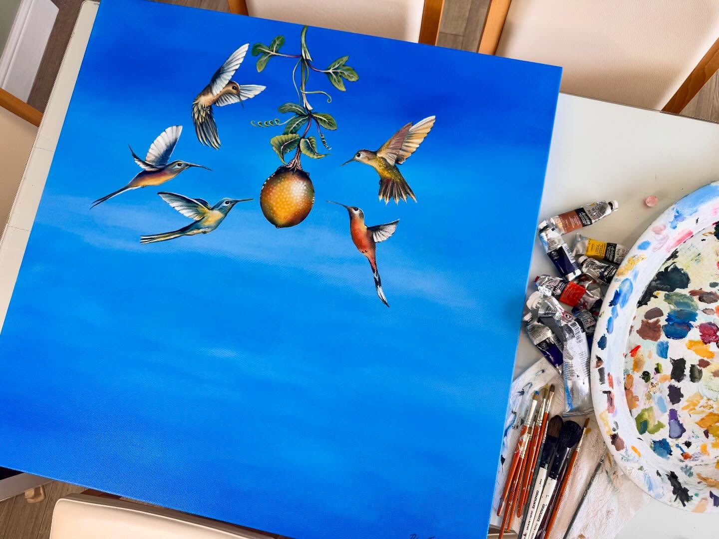 The final touches are done! Now, it’s time to let it dry... My Brazilian bird collection just got a little more vibrant 🫶🏻🇧🇷.
Oil on canvas 80x80cm
#brazil #wings #oilpainting #artlovers #bluesky