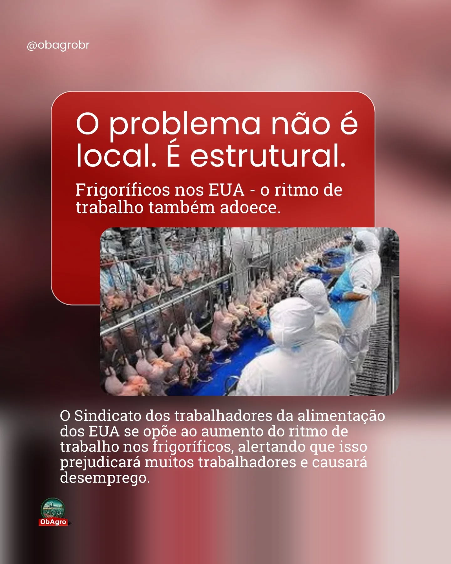 As denúncias de trabalhadores de frigoríficos nos Estados Unidos reforçam algo que o Obagro já aponta há anos: o ritmo de trabalho imposto pela indústria pode gerar adoecimento.
O sindicato nacional do setor nos EUA se posicionou contra propostas de aumento da velocidade das linhas de produção, alertando para o impacto direto nas lesões e doenças ocupacionais.
Sindicalistas brasileiros manifestaram apoio à posição dos trabalhadores norte-americanos, demonstrando que a preocupação é compartilhada internacionalmente.
Quando diferentes países denunciam o mesmo padrão de risco, o debate deixa de ser local. O desafio é estrutural.
📲 Leia a notícia completa no site do Obagro.
Fontes consultadas:
Obagro (2026). Trabalhadores de frigoríficos dos EUA denunciam ritmo de trabalho e sindicalistas brasileiros manifestam apoio.
United Food and Commercial Workers (UFCW). Position statements on line speed and worker safety.
Literatura científica sobre occupational injuries in U.S. meatpacking industry.
#SaúdeDoTrabalhador #Frigoríficos #RitmoDeTrabalho #Sindicatos #TrabalhoSeguro LERDORT VigilânciaEmSaúde DireitosTrabalhistas Obagro SaúdeGlobal