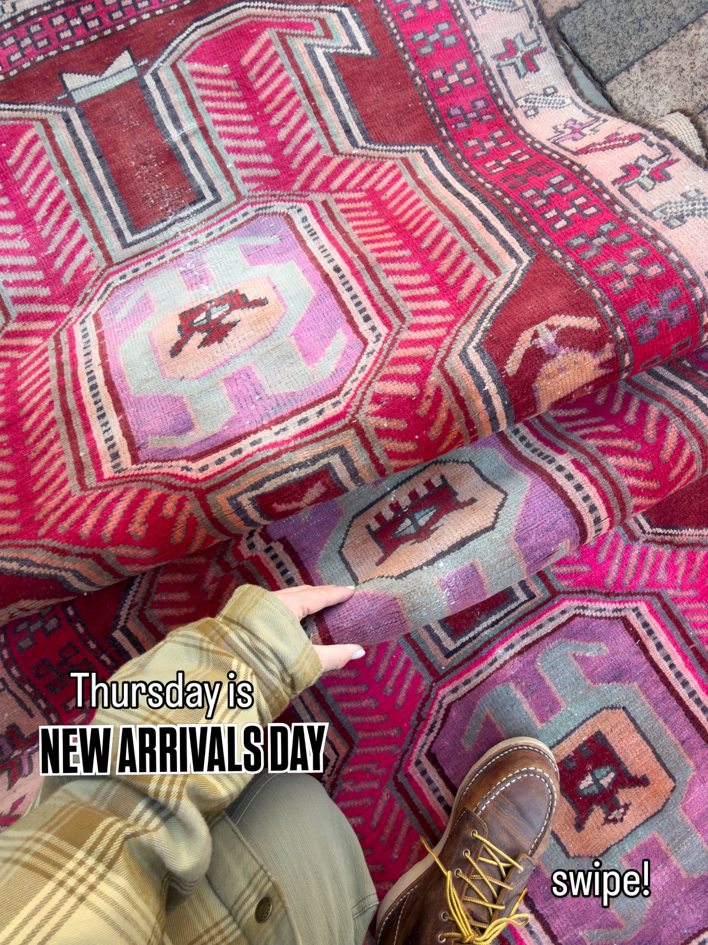 🫵🏻Hi! THURSDAY means a big bunch of sweet new arrivals are hitting the site, TODAY! (🛑CORRECTION- The big beauty in slide 10/11 is 10’8”x 6’11” DM for more pics!) SWIPE 👉🏻for sizes and swooning. Each & every rug is unique, vibrant, eclectic, authentic and ready for their new forever home💘 As always, they’re 💯 wool, handknotted Persian, incredibly cool and ridiculously durable. I source the rugs that speak to my soul, hope you feel the love💕
Be ready at 7:30pm EST on the dot, and snag your faves on the website. They’ll be on their way the very next day💨
DM ANY TIME! Here to answer any questions and to send more pics if you want a deeper dive.
Happy Thursday, happy shopping.
Glad you’re here! xo