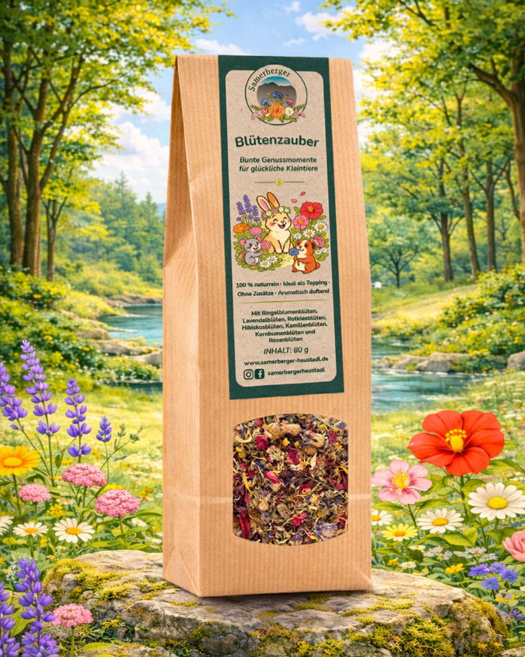 ✨ Neu im Heustadl – Zeit für ein Glow-Up auf dem Speiseplan deiner Lieblinge ✨
Zwei neue Naturschätze sind bei uns eingezogen. 🌿
🌸 Samerberger Blütenzauber
Mit Ringelblumen, Lavendel, Rotklee, Hibiskus, Kamille, blauen Kornblumen & Rosenblüten.
Mehr Farbe im Napf. Mehr Vielfalt im Alltag. Mehr Wow beim Füttern.
Als Topping fürs Heu oder einfach so als Leckerli –
eine kleine Handvoll genügt und aus Heu wird ein Blütenmeer.
🌱 Samerberger Wurzelsepp
Naturbelassene Löwenzahnwurzeln für alle, die richtig was zum Knabbern brauchen.
Mehr Beschäftigung. Mehr Biss. Feierabend für Langeweile.
Ohne Zusätze.
Ohne Schnickschnack.
Einfach ehrliche Natur für deine Fellnasen.
Natürlich. Echt. Samerberger. 💚