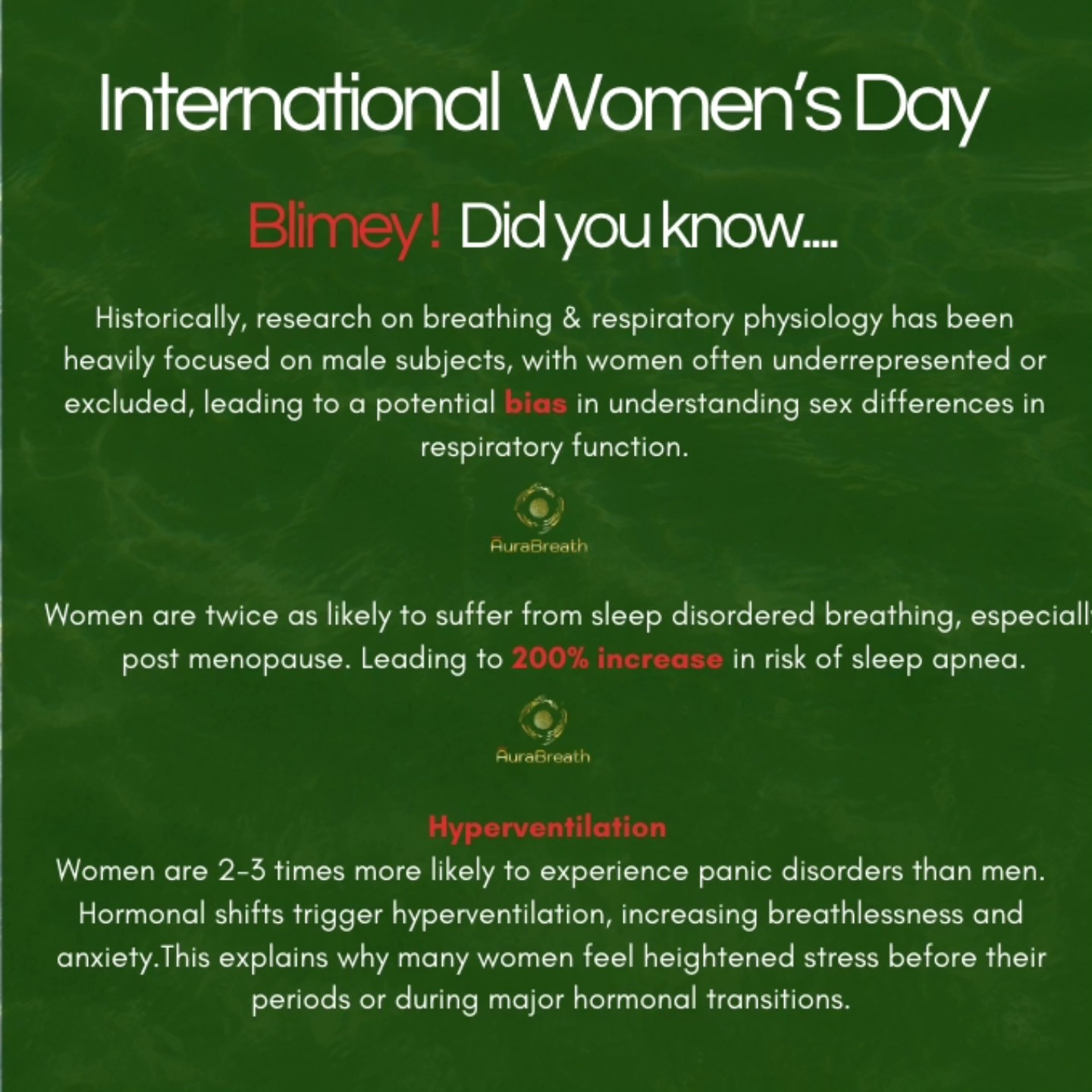 Disparity shows up in many different ways, including male-female breathing.
Thankful to the breath movement for casting further light on this hidden issue.
I'd also like to give credit to OA and the roundtable discussion today on breathwork and women's health.
#breath
#women #asian_female_entrepreneur #blackwomen #asianwomeninbusiness #decolonisehealing #decolonise
#oxygenadvantage #internationalwomensday