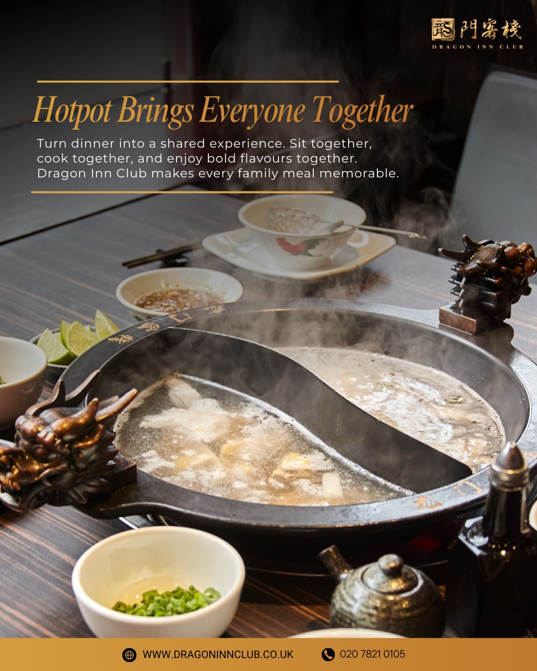 There’s something special about gathering your family around a hotpot. Sharing ingredients, laughter, and stories over a bubbling broth. It’s warm, comforting, and full of flavour. Book your family table today.
#Dragoninclub #Sichuan #Sichuanhotpot #dimsum #london #pimilco #londonvictoria #buckinghampalace #chelsea #theatres