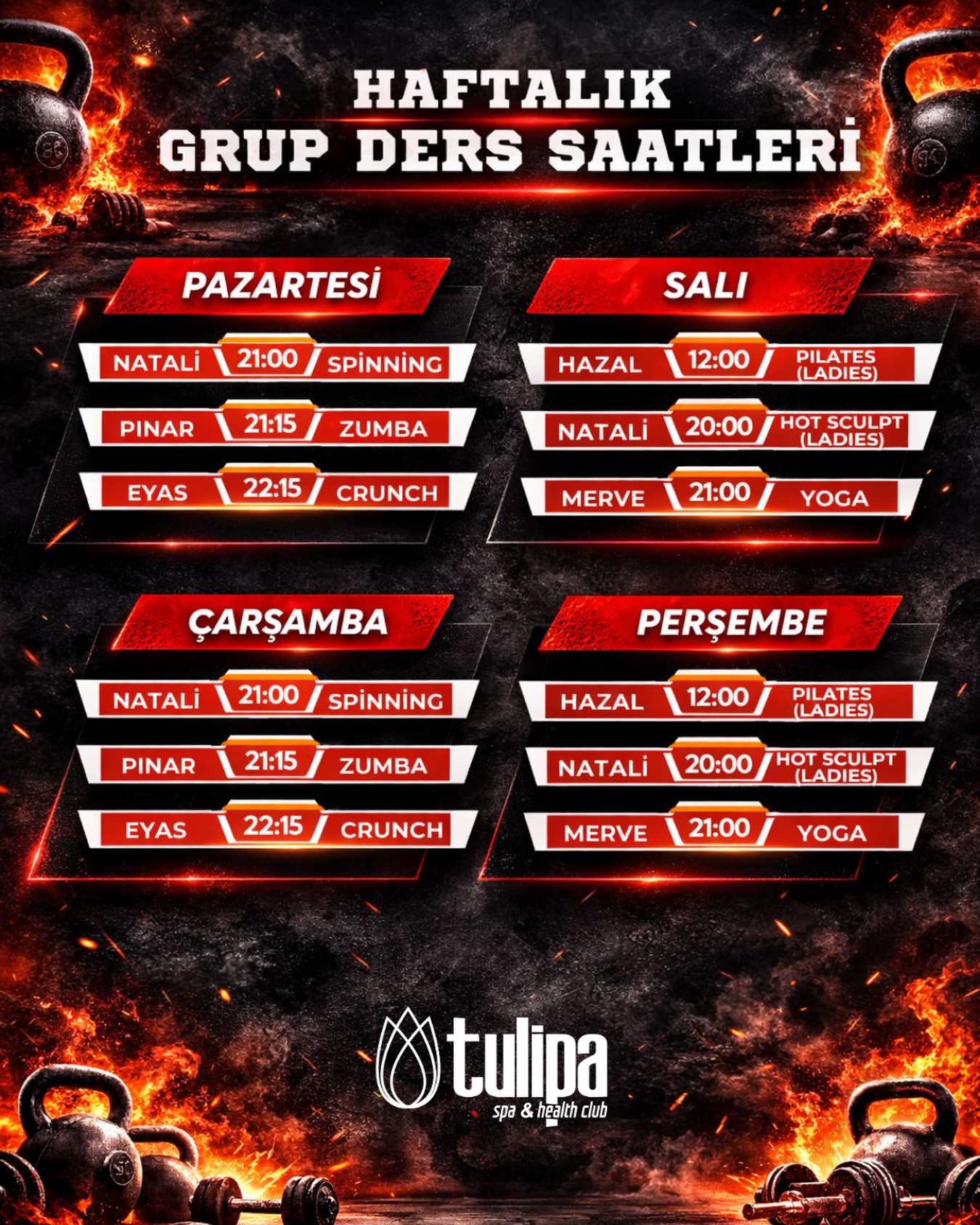 🔥Haftalık grup derslerimiz tam gaz devam ediyor.
🔥Yerinizi ayırtmayı unutmayın 💪