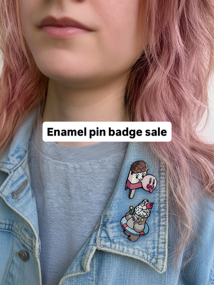Sundae Bear pin badge now half price on my website. I’m told enamel pins will be trending this year. Get one of these limited edition ones while you can. Link in bio #pinbadges #cutestuffs #artmerch