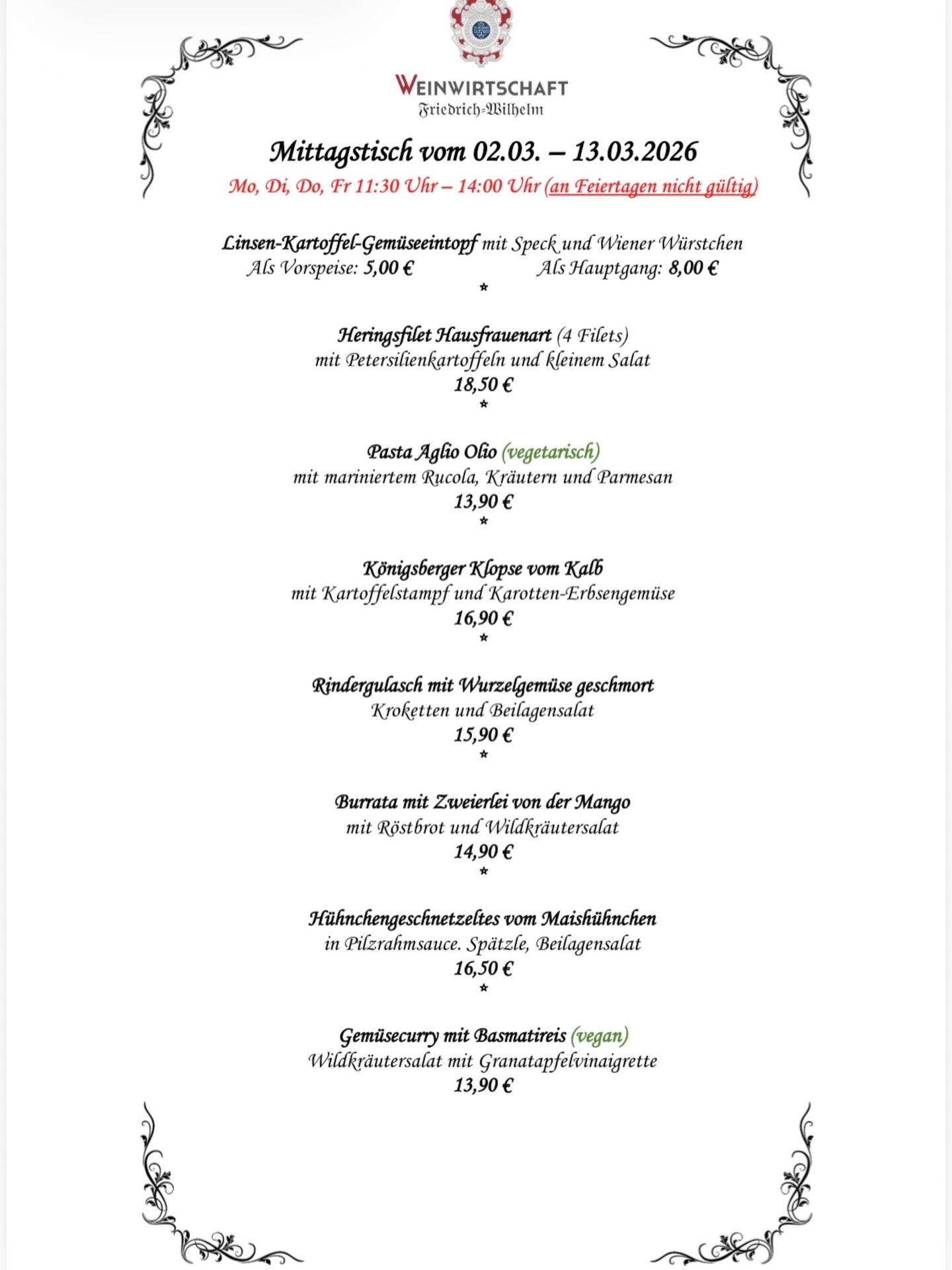 Unsere beliebte Mittagskarte ab dem 2.3.2026
#lunchtime #lunch #lunchideas #essenintrier #weinwirtschaft