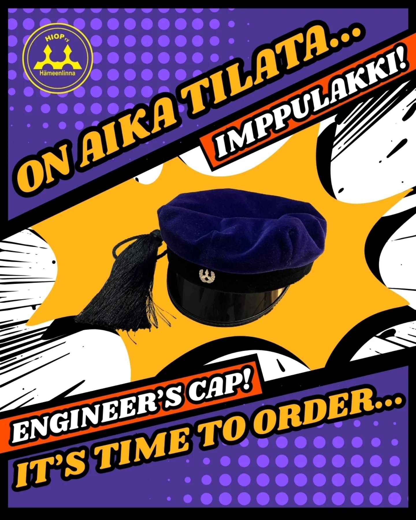 Liity mukaan lisäämään insinöörimieltä tilaamalla itsellesi tyylikäs imppulakki! 💜 / Join in to add some engineering spirit and order yourself a stylish engineering cap! 💜
Linkki tilaamiseen löytyy tarinasta tai Insinööriliiton sivuilta kohdasta Edut > Insinöörin tunnukset > Insinöörilakki / The link to order can be found in the story or on The Union of Professional Engineers in Finland website under Services and benefits > Engineer's symbols > Engineer's cap
Lukekaa Insinööriliiton ohjeistus huolellisesti ennen tilaamista! / Please read the instructions provided by The Union of Professional Engineers in Finland carefully before ordering!