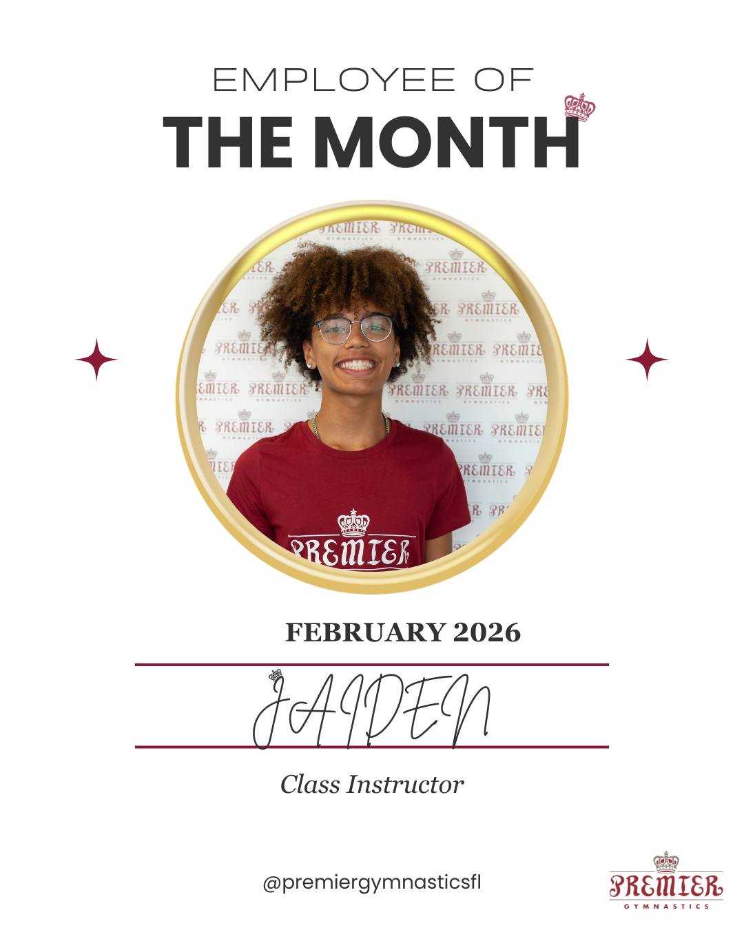 👑 February 2026 Employee of the Month 👑
Congratulations to Jaiden, who earned this recognition for the focus and encouragement he brings to every class. His feedback is consistently individualized and constructive, helping each athlete improve with clarity and confidence. 🔥🔥
We truly appreciate his dedication and the positive impact he makes as a coach.