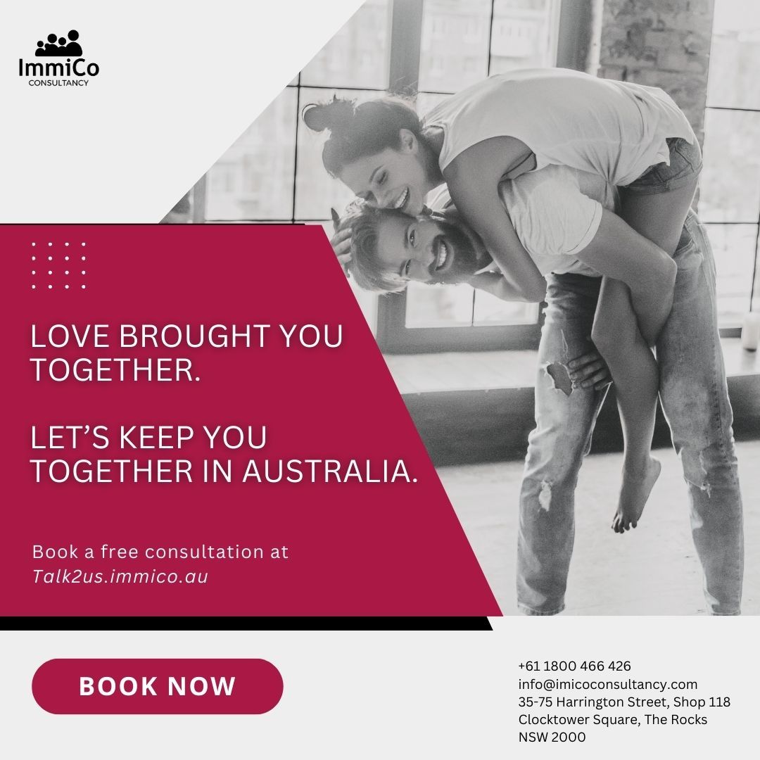Build your life as a couple with the right visa pathway.
Book your free consultation at talk2us.immico.au