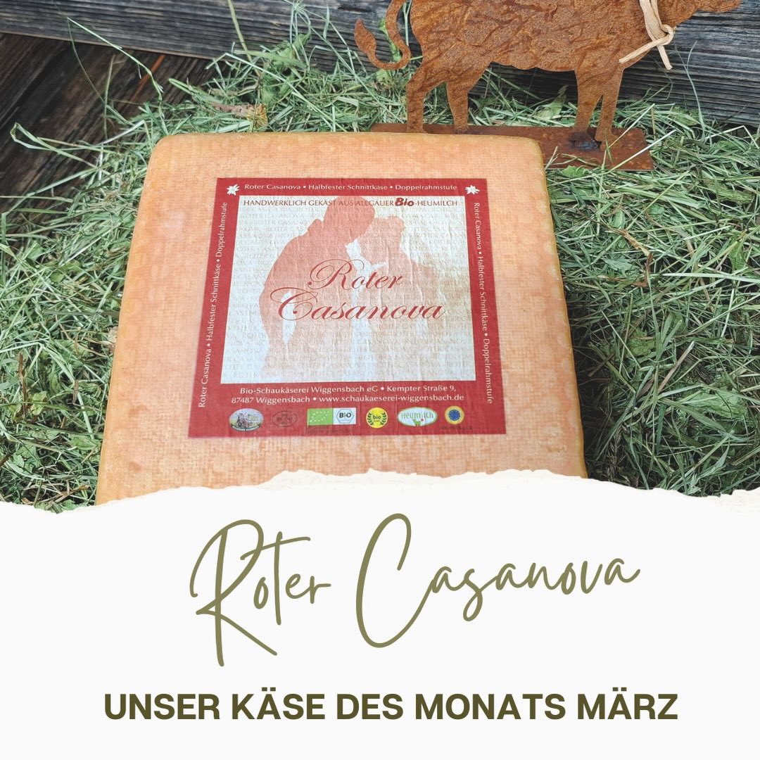 Verführerisch und unwiderstehlich gut🤭 Mit feinster Bio-Heumilch Sahne verfeinert, besticht unser roter Casanova durch seinen extrem cremigen und vollmundigen Geschmack. Durch die Reifung in unserem Naturziegelgewölbekeller erhält unser rote Casanova seine Rotschmiere, die ihm seine Würze verleiht. Lass dich von uns verführen und komm bei uns im Käsladen vorbei. Ein kleiner Tipp: Dieser Käse eignet sich auch hervorragend zum Überbacken oder in den Kässpatzen. #käseliebe #bioheumilchkäse #verführerischgut