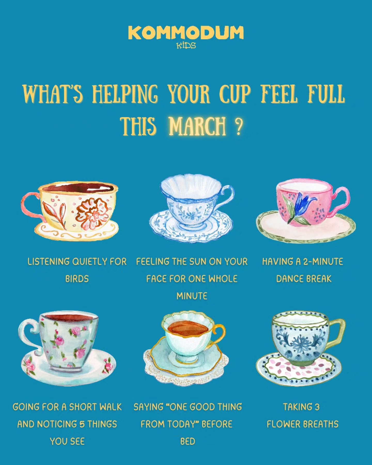 March reminds us that growth doesn’t happen all at once 🌱 Just like nature is slowly waking up, children (teacher and parents!) refill their cups through small moments of connection, fresh air, and gentle pauses together.
#kommodumkids #mindfulness #march #spring #fillyourcup
