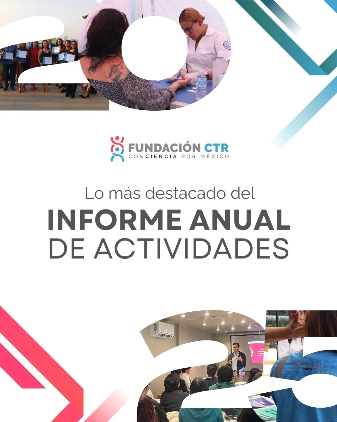 🚀 ¡Los resultados del 2025 ya están aquí! ✨
En Fundación CTR, creemos que la transparencia es el puente que nos une con la comunidad. Por eso, nos emociona presentar nuestro Informe Anual 2025, Un vistazo en números al impacto que logramos juntos a través de nuestros tres pilares de trabajo:
🩺 Salud y Bienestar
📚 Educación
🔬 Difusión Científica
Nada de esto sería posible sin las personas que, día con día, impulsan nuestra misión. ¡Gracias por ser parte de este gran año!
📊 Descarga el informe completo en nuestro sitio web, al final de la sección "Nuestra historia".
#ImpactoCTR #Resultados2025 #CienciaParaLaSalud #FundaciónCTR #FundacionesMexicanas