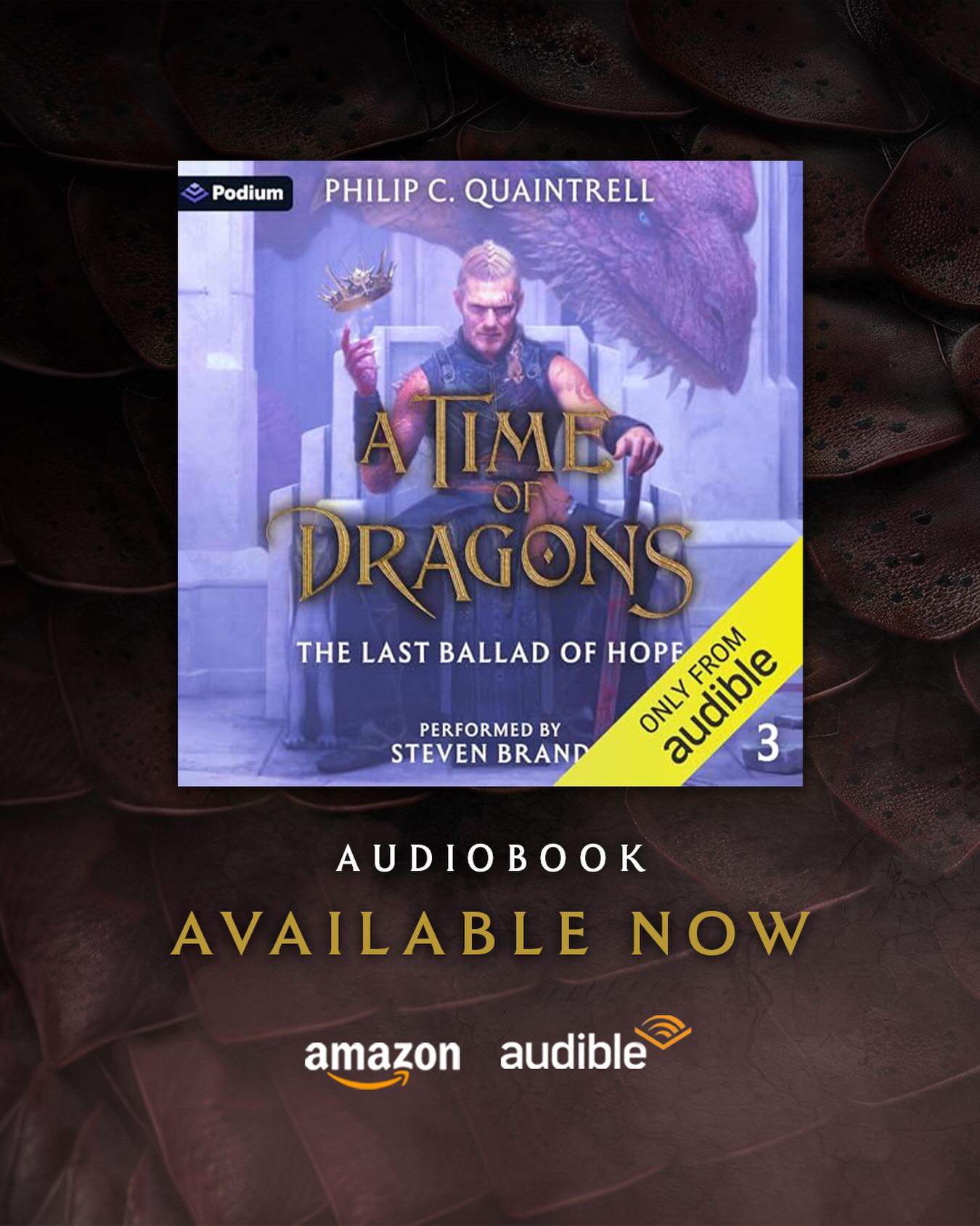 Good news AUDIBLE fans! 🙌🏻
The Last Ballad of Hope: A Time of Dragons book 3 is OUT NOW 🥳🎧
Go grab your copy and prepare yourself to meet The Dark One 😈