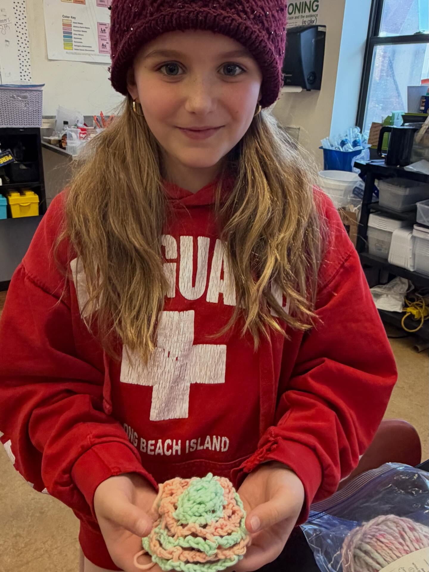 Knitting and crocheting club students have shown such progress this trimester!