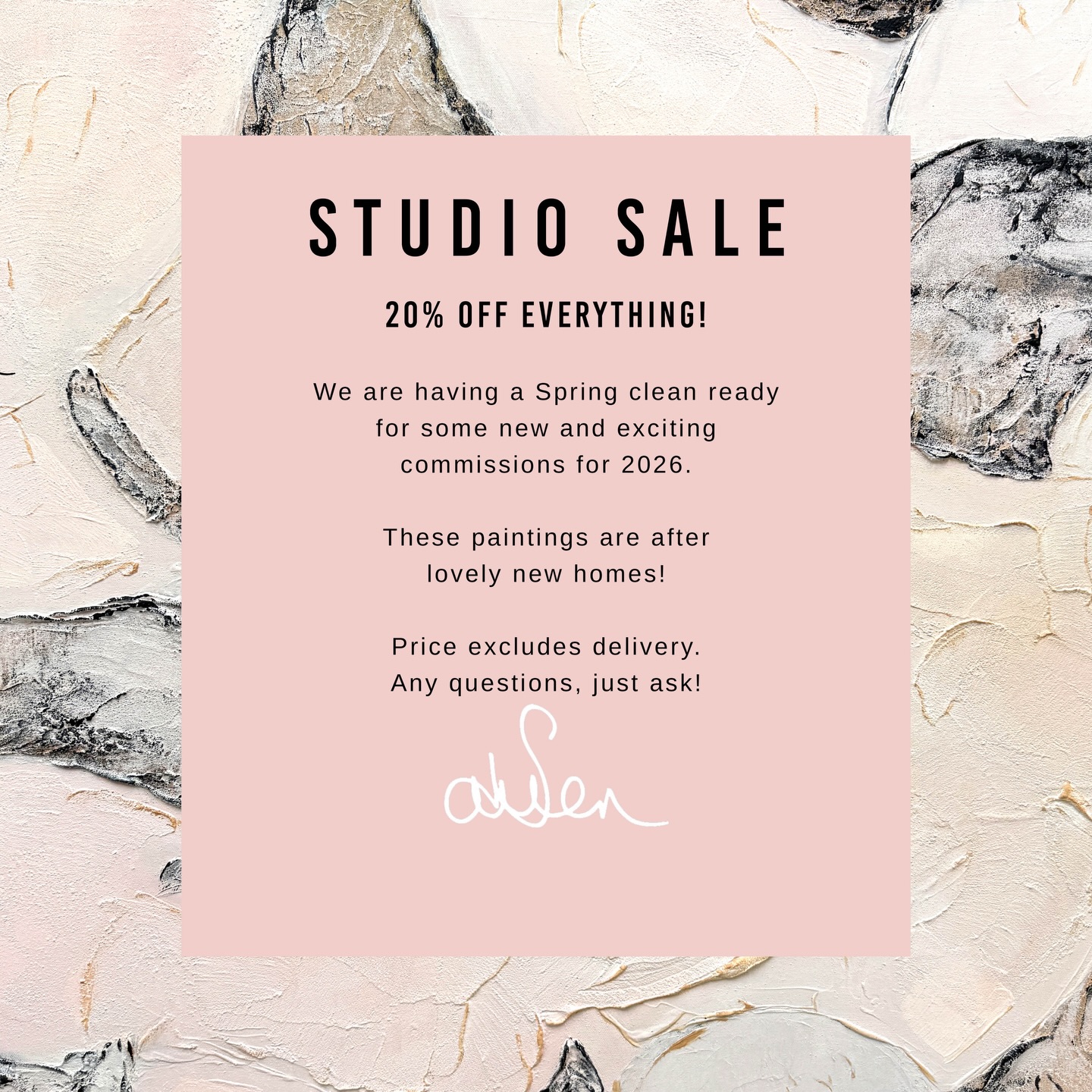 STUDIO SALE, walk, don’t run 😉! Original art for sale to elevate any space or interior…some gorgeous pieces in here all with 20% off 🌼✨