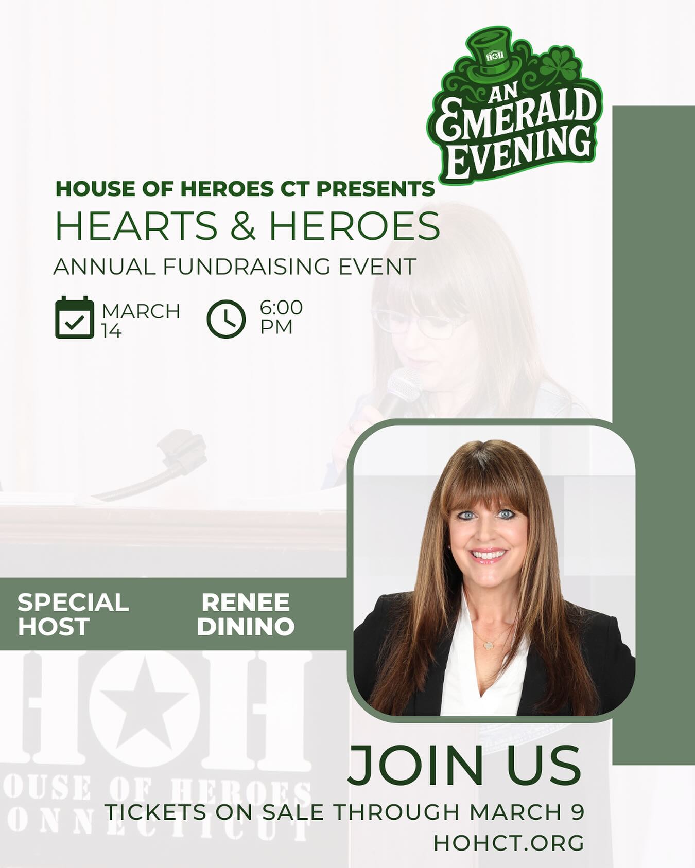 We’re thrilled to once again welcome @reneedinino as our special guest host for this year’s House of Heroes Connecticut fundraising event!
Renee has been a long time friend and supporter of HOH and we’re so excited to have her help lead this meaningful evening.
Join us on March 14 as we celebrate the work we’ve accomplished, raise critical funds to continue serving our veterans, and honor our sponsor, craftsman, and volunteer of the year through the William J. May Service Above Self Awards.
It’s going to be a night full of purpose, gratitude, and community — we hope to see you there! 🇺🇸
Ticket sales end March 9. Link in bio!