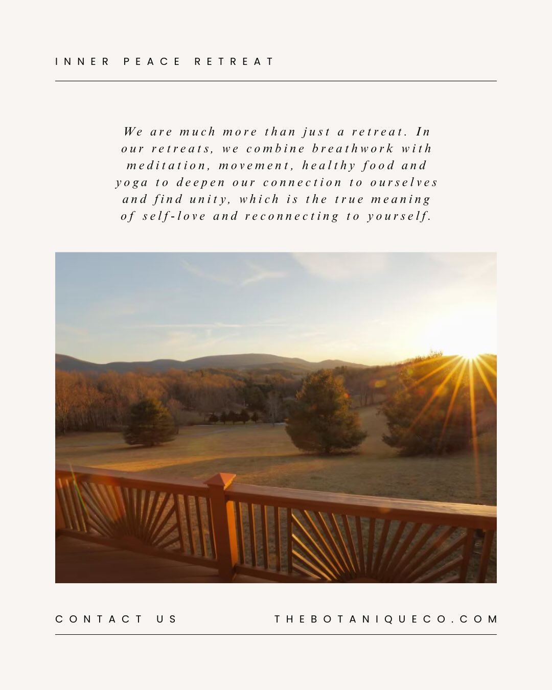 Experience the relaxation from Swedish Massage by our licensed massage therapist we offer at our Inner Peace Retreat as your add on option available to book now at a link in bio @thebotaniqueandco
Let learn more about our retreat!!
We host Inner Peace Retreat twice a year, 🌷 in Spring and 🍂 Autumn. This two different of seasons change and it’s time to reset your soul energy to be back with your presence and rejuvenate your deep inner soul with peace and calmness.
Don’t miss out our retreat this Spring 2026! We will help guide you through how to find your peace inwardly.
Date: April 10-12, 2026
Location: At a cabin on Blue Ridge Mountains in central Virginia
Investment cost: $699 with SHARED room included. Private room available with additional cost.
Where to book: DM, Call, email, or link: https://www.thebotaniqueco.com/inner-peace-retreat
Our retreat is open for small group. Right now we are still have spot available.
The retreat manage and collaboration by The Botanique & Co, Dosha Ayurveda, and Inner Peace Jolistic
#innerpeaceretreat #retreat