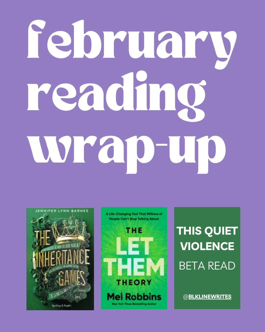 February Reading Wrap-Up
Apparently February was my month of emotional whiplash.
After Tyson’s The Deep Sleep absolutely wrecked me, I desperately needed another mystery to solve — preferably one that didn’t emotionally waterboard me 👀 @tysongaunt 🤣
Enter The Inheritance Games.
This one was lighter but I still got completely sucked in. I flew through it. Couldn’t put it down. Needed to know what was happening at all times. It has that addictive, puzzle-solving energy that scratches the same itch without leaving you staring at a wall questioning your existence.
⭐️ 4.5/5 — because when a book makes you forget to eat and blink, it deserves respect.
—
The Let Them Theory by Mel Robbins.
This started as a solid 5 stars. Like aggressively highlighting and texting people quotes kind of 5 stars.
I’m (reluctantly) dropping it to a 4 — purely because there’s a lot of repetition. I understand it’s intentional. I still got a little frustrated.
But let me be clear: I’m being picky.
This book has genuinely shifted how I think and behave daily. It’s one of those reads that quietly rearranges your brain chemistry. Everyone should read this at least once in their life.
Peaceful detachment? Elite.
—
And finally… This Quiet Violence — my first ever beta read for @blklinewrites.
I adored this.
Witchy. Dark. Broody. Beautifully layered backstory without ever feeling info-dumpy. The worldbuilding? Grounded. Atmospheric. I could see everything.
But those last 100 pages.
The way I kept scrolling and nothing happened because it was The End made me look like an actual psycho in public.
I didn’t breathe.
I didn’t blink.
My coffee went cold.
I am notoriously hard to trip up.
I had suspicions.
And I was still shocked.
That’s impressive.
Bri layered that reveal so well — and now I desperately need to know why. Exactly the feeling you want readers walking into Book 2 with.
February reading mood:
🔎 Mystery brain activated
🧠 Personal growth unlocked
🕯️ Witchy heart rate unstable
What did you read this month that healed you or emotionally assaulted you? 👀