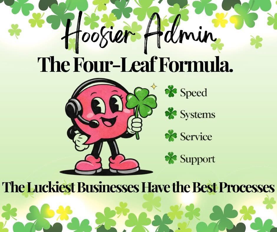 Let Hoosier Admin be your Lucky Charm! We work with you to create systems and processes to bring your small business to the next level! 🍀 #hoosieradmin #smallbusiness #usa🇺🇸 #admin