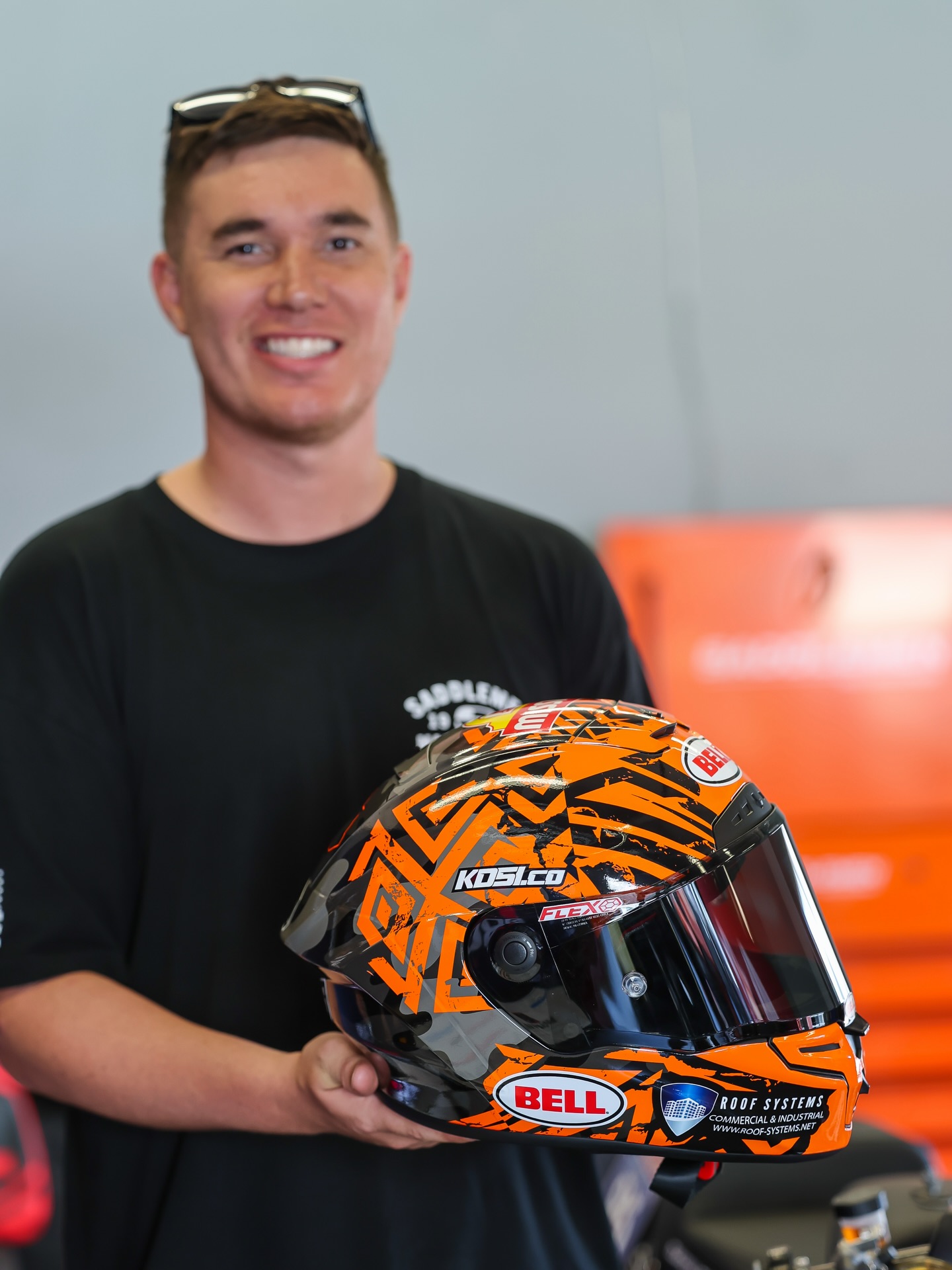 @85jakelewis rocking his new lid at Daytona this weekend 🔥