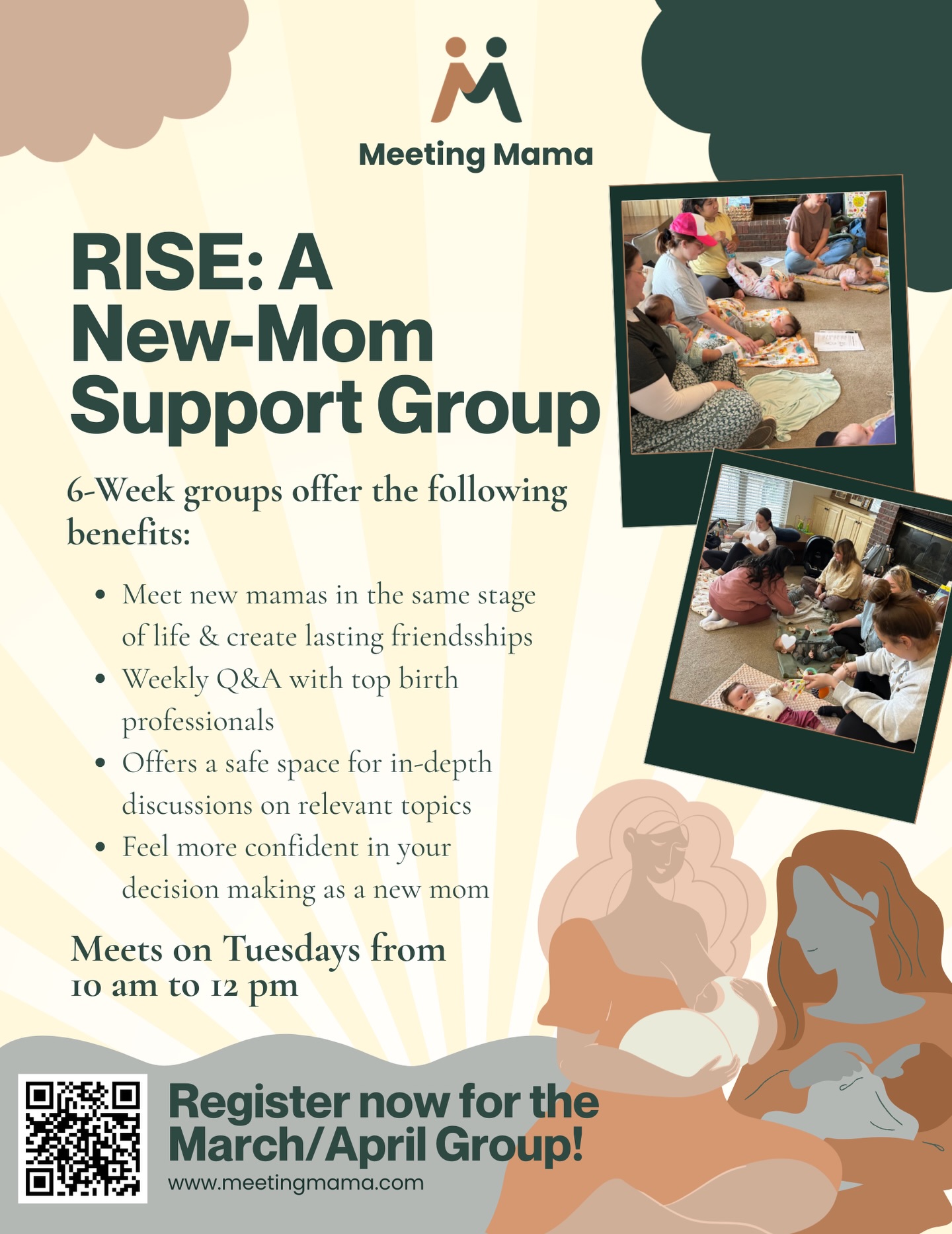 ☀️ First we RISE, then we THRIVE ✨💫
You asked for it and now it’s here! Not one class, but TWO! Support, a village, friends, knowledge and empowerment throughout that first year after having your baby 🫶
☀️ Recently have a baby? Still feeling alone, home all day and a bit confused how to navigate life after baby? Sign Up Now to join RISE. This is our signature 6-week program that includes a variety of providers and opportunities to build your village while getting all those baby questions answered.
☀️Now Let me introduce to you THRIVE: A Meeting Mama VIP Alumni Group!
If you were a part of the 6-week series, you know how important support is during those early weeks and months. And learning about providers in the area + getting all your questions answered is SO reassuring. But then what?
As moms, we always need our village, and there is never enough time to focus on ourselves. In THRIVE, that’s exactly what we are going to do.
What’s Included?
4 weeks, Meets on Wednesdays
Open to previous MM Clients (Babies 0-12 months)
Will go deeper into topics such as nervous system support, maternal mental health, nourishing your body, and ways to support the new version of YOU!
Comment RISE or THRIVE below so I know what class you’re interested in, and can share all the goodness coming your way!
#mom #momgroup #postpartum #support #newmom