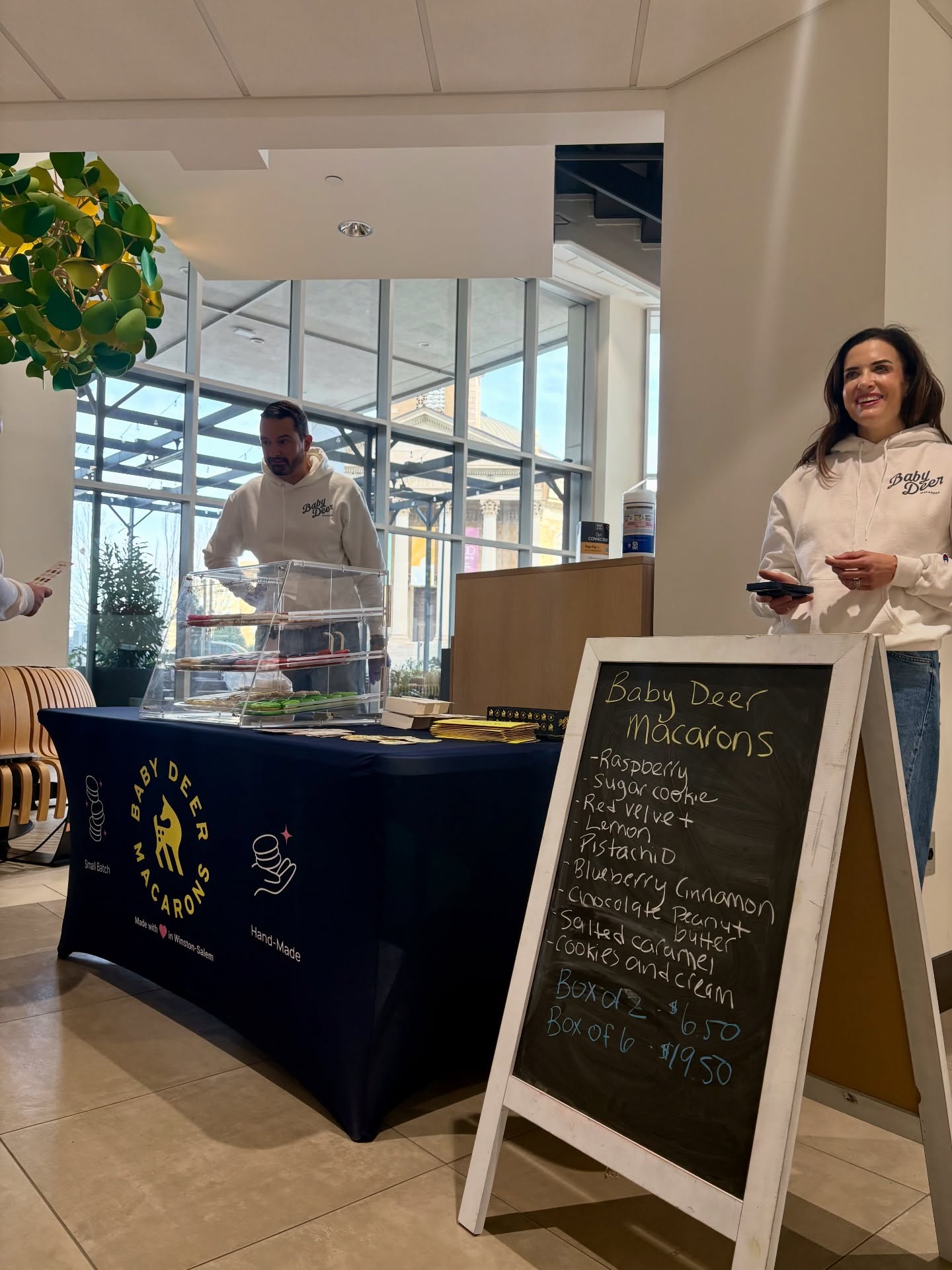 Lobby Popup today with @babydeermacarons!
Here until 1pm. Don’t miss it. Support local.