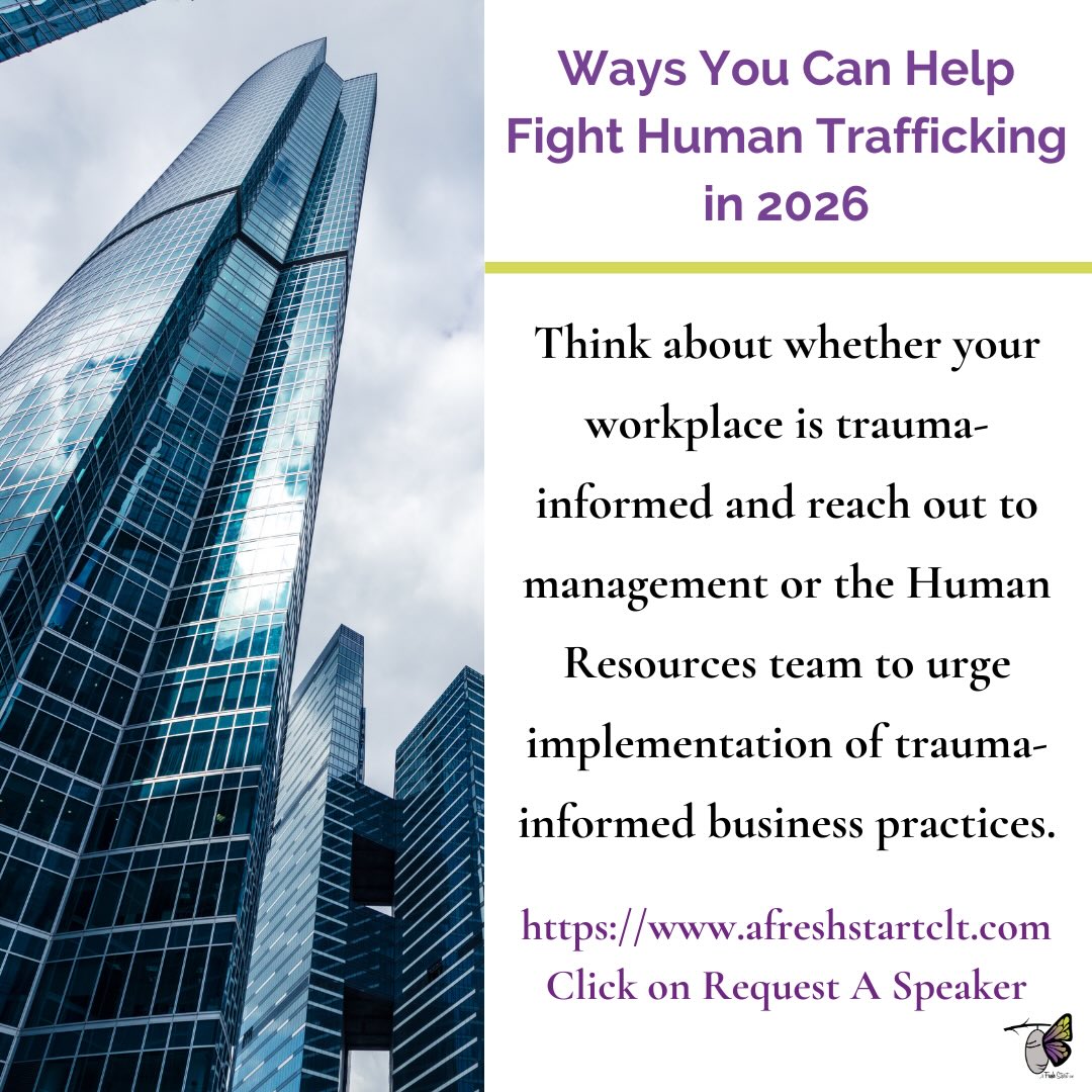 Ways for you to help in the area of Human Trafficking Prevention. Today please find one way to help. Maneras de ayudar en la prevención de la trata de personas. Hoy, por favor, encuentre una forma de ayudar.
To stay informed about the issue of Human Trafficking make sure to follow us on Instagram and Facebook. Para mantenerse informado sobre el problema de la trata de personas, síganos en Instagram y Facebook. @afreshstartclt #trafficking #knowthesigns #sextraffickingawareness #afreshstartclt #endhumantrafficking