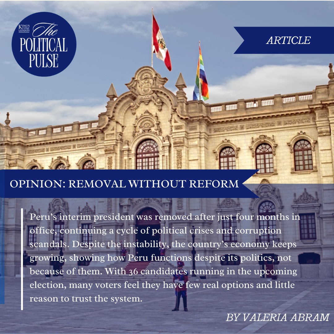 '¿En qué momento se jodió el Perú? — At what moment did Peru go wrong?'
Peru has removed yet another president; the eighth in just seven years. But as this opinion piece argues, removing leaders has become easier than actually fixing the political system.
Read our latest article via the link in bio to find out more about this topic! 🔎