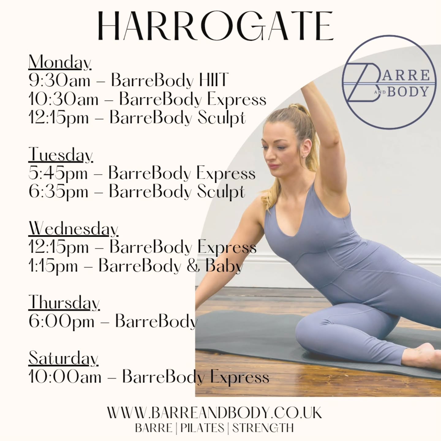 Harrogate ✨️
Loving our schedule we have at the moment, it seems to be working for a lot of you, classes are busy, energies are flowing, bodies are stronger ✨️
If you haven't tried a Barre and Body class yet, there is a new client offer of 3 classes for £33.
Memberships & flexible class packs available.
Drop me a DM if you need a chat with me.
Let's Barre 🩰🩰
#BarreStudio #Harrogate #HarrogateBarre #HarrogatePilates #HarrogateBusiness