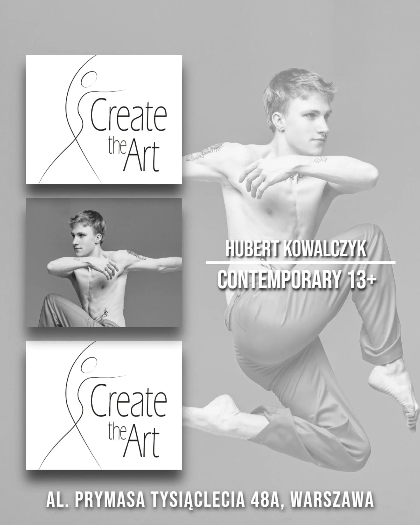 Hubert Kowalczyk @hubert_kowalczyk_
GRAFIK
ŚRODA
20:30-22:00 CONTEMPORARY | 13+
Jako dyplomowany instruktor tańca z pasją prowadzi zajęcia dla dzieci i młodzieży. W pracy z młodymi tancerzami stawia na kreatywność, technikę i radość z ruchu, tworząc atmosferę, w której każdy może odkrywać własną ekspresję i budować pewność siebie.
Jest osobą pozytywną, otwartą na ludzi i pełną energii. Taniec traktuje jako przestrzeń do wyrażania emocji, inspirowania innych i tworzenia twórczej społeczności.
Przez lata zdobywał doświadczenie jako tancerz, akrobata i performer. Występował na deskach Teatru Narodowego w spektaklu „OCA”, a także bierze udział w produkcjach Teatru Avatar, gdzie łączy taniec z elementami akrobatyki i widowiskowej ekspresji scenicznej.
Taniec to jego życiowa pasja, która towarzyszy mu od najmłodszych lat. Swoją drogę rozpoczął jako 10-latek w zespole „Złote Dzieci”, gdzie po raz pierwszy odkrył jak wiele radości daje mu ruch i scena. Dziś rozwijam tę pasję na kierunku Taniec o specjalizacji taniec współczesny na Uniwersytecie Muzycznym Fryderyka Chopina.
