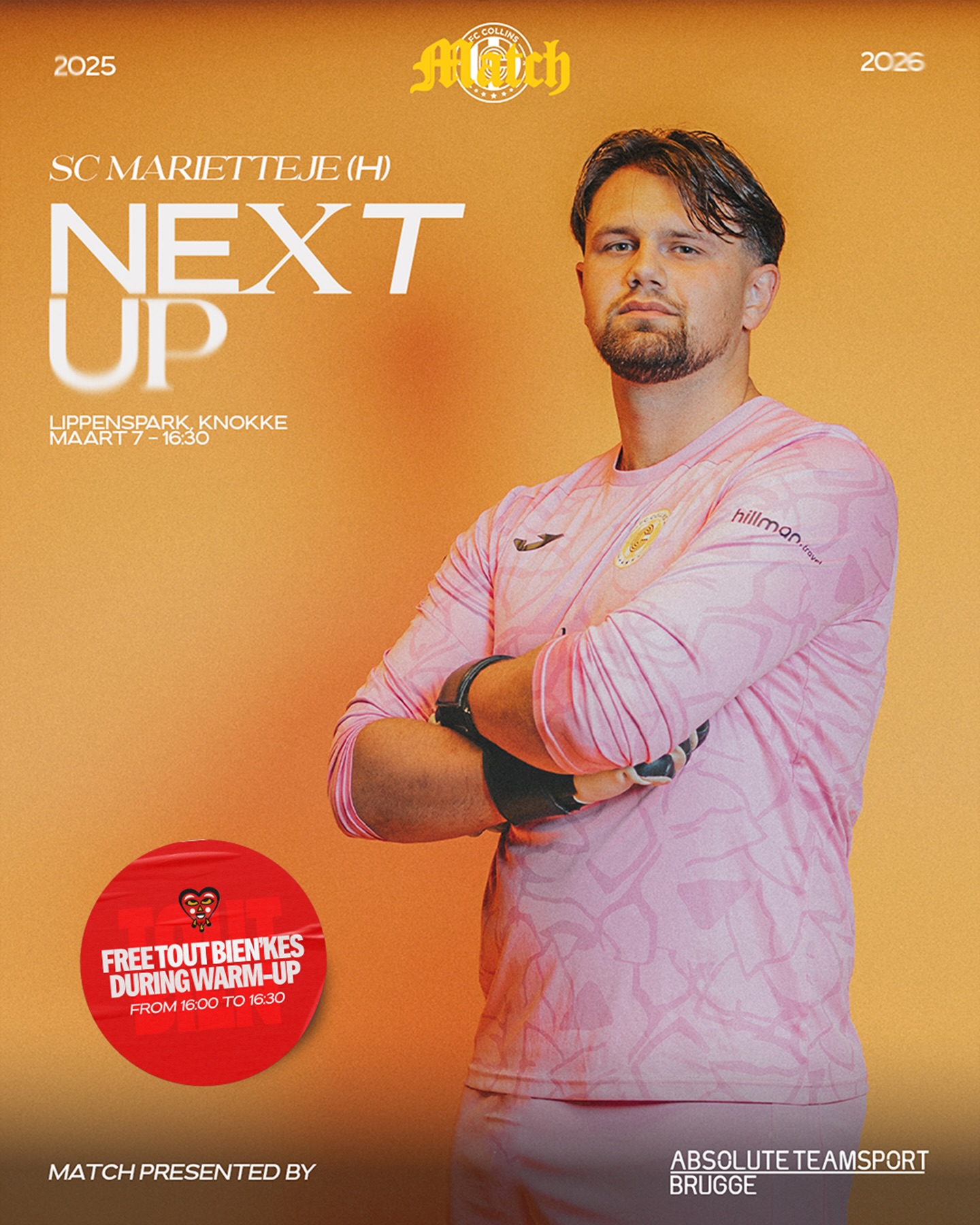 Back Home!! Zaterdag om 16u30 met een zacht weertje op de planning en 3 punten die thuis moeten blijven! โ๏ธ
PS: Freeee Tout Bienโkes tijdens de opwarming + hot dogs na de match voor de zupporters! Dus kom & vul die zijlijn. ๐๐ค
#matchday #saturday #actie #knokke