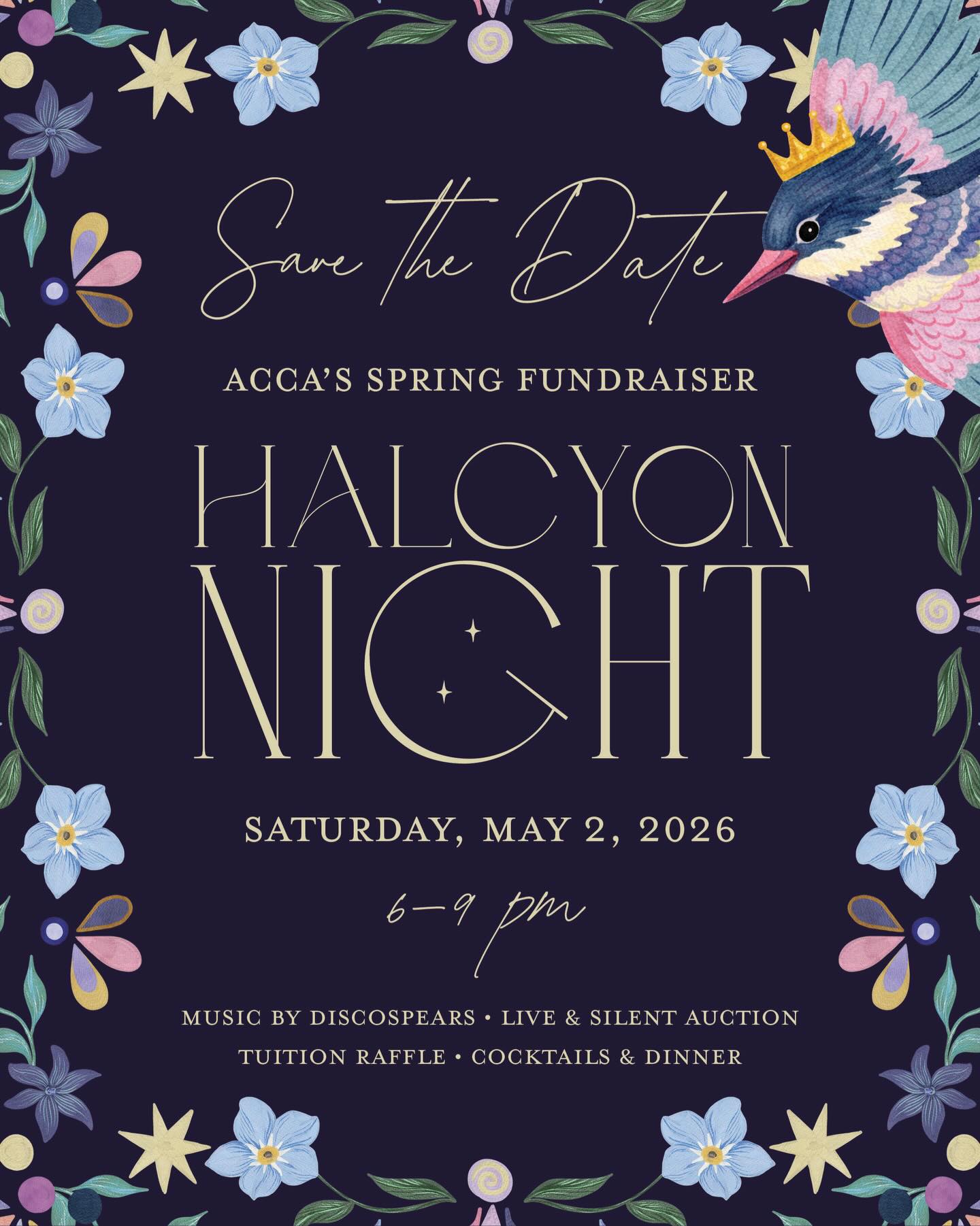 Save the Date! ✨
Halcyon Night, our annual spring fundraiser, will be held on Saturday, May 2nd. Tickets, 50% off tuition raffle tickets, sponsorship opportunities, and auction donations are now open!
Why Halcyon?
Halcyon, another name for our beloved mascot, the kingfisher, is a bird long associated with calm, care, and faithful devotion. In ancient tradition, “halcyon days” described a season of peace and joy, when storms quieted and life could flourish.
For us, Halcyon Night reflects the heart of our school community: a place where families gather often, support one another, and invest together in the steady work of building lives of purpose.
We can’t wait to celebrate with you.
Link in bio to purchase tickets, sponsor the event, donate auction items, or enter the tuition raffle! ✨