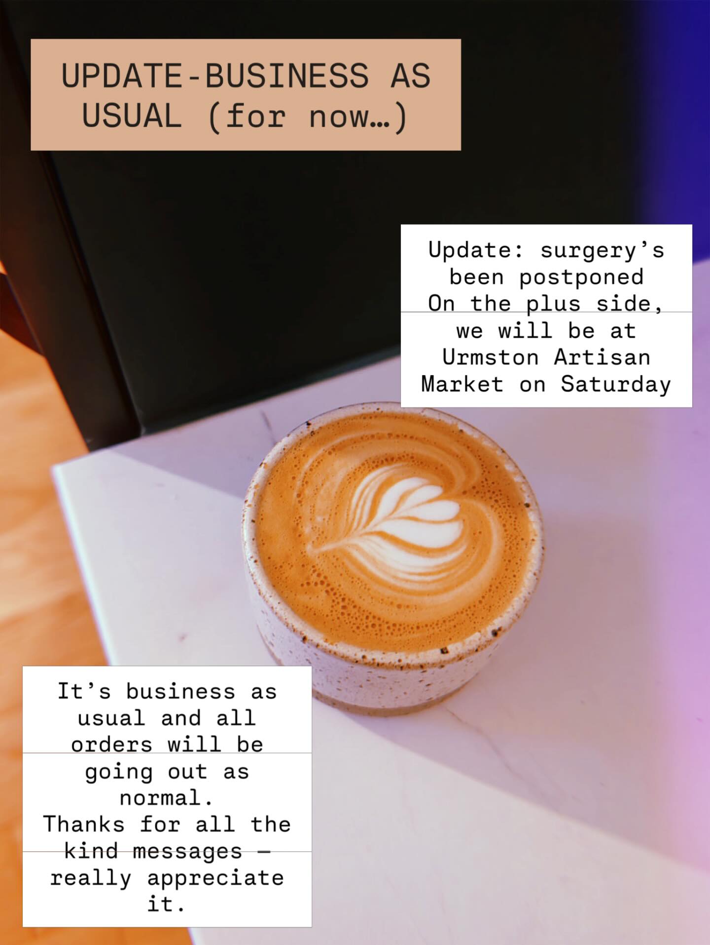 Update - business as usual (for now…)