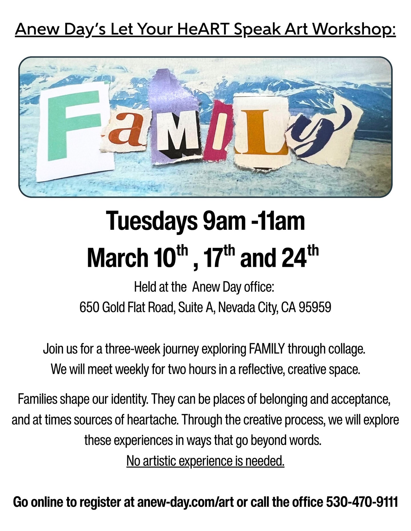 Interested in trying some Art Therapy? We have a free 3 week class starting next Tuesday morning 4/10/26. Make sure to register at anew-day.com/art to hold your spot!