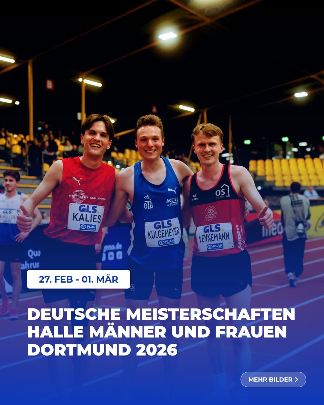 Viele, neue Erfahrungen bei der DM in Dortmund.
Auch für unseren zweiten DM-Teilnehmer @jonas.kmy lief es in Dortmund gut.
Der @otb_osnabrueck Athlet konnte sich gleich am Freitag über die 3000m zeigen. Ein komplett neues Gefühl mit der medialen Aufmerksamkeit und ein schnelles Rennen von der ersten Runde an. Jonas zeigte eine gute Performance und lief seine zweitschnellste Zeit überhaupt in der Halle.
Direkt am Samstagmorgen ging es schon weiter bei den 1500m-Halbfinalläufen. Leider konnte sich Jonas nicht mit der gesamt 9. schnellsten Zeit durchsetzen, da nur die 6 Schnellsten jeden Laufes weitergekommen sind. Extrem schade für Jonas, der schneller als jeder andere im 2. Halbfinale gelaufen ist.
Trotzdem eine starke Leistung und gute Erfahrungen, Jonas! Mach weiter so!
#deutschemeisterschaft #dortmund #3000m #1500m #weiterso
@noz_de @sport_lich_unterwegs @otb_osnabrueck @stadtosnabrueck @stadtsportbund_osnabruck @activesportshoposnabrueck @katharina.poetter dabehrens @nlv_online @dlv_online @benmoellers @pumarunning