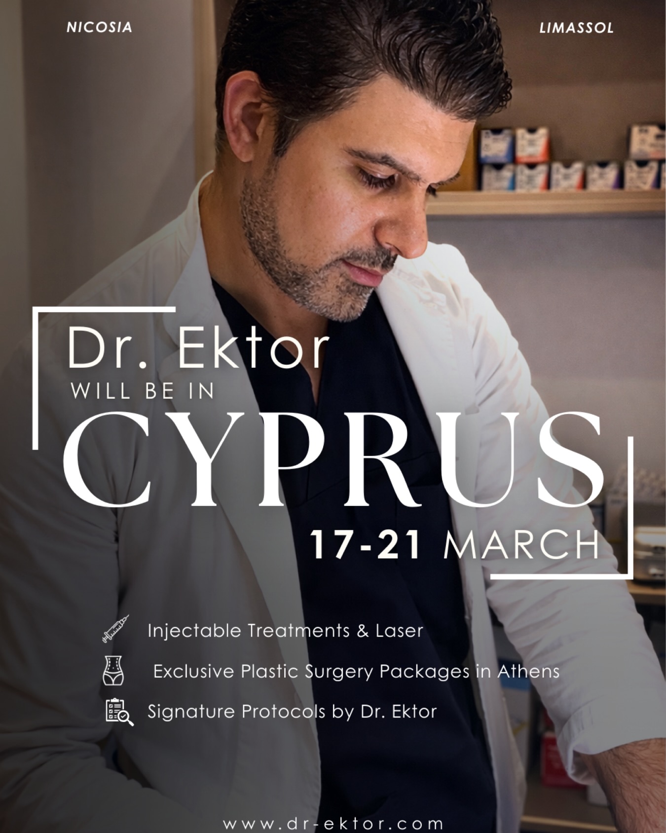 ✨ Cyprus Exclusive | March 17-21 ✨
Refresh. Refine. Redefine.
Ο Πλαστικός Χειρουργός Δρ. Έκτορας Χατζηπαναγής (MD, PD, PhD)βρίσκεται στην Κύπρο για λίγες μόνο ημέρες.
📍 Λευκωσία – Λεμεσός
✔️ Ενέσιμες Θεραπείες Προσώπου & Laser
✔️ Εξατομικευμένα Πλάνα Πλαστικής Χειρουργικής στην Αθήνα
🖋 Signature Protocols by Dr. Ektor
🔥 Limited availability
Κλείσε ΤΩΡΑ το ραντεβού σου.
📲 DM ή:
+30 210 725 8982 (GR)
+357 96 444 870 (CY)
📧 info@perfect-blue.com
🌐 www.dr-ektor.com
⭐️ Μόνο @dr.ektor
#drektor #cyprus #perfectblue #surgery