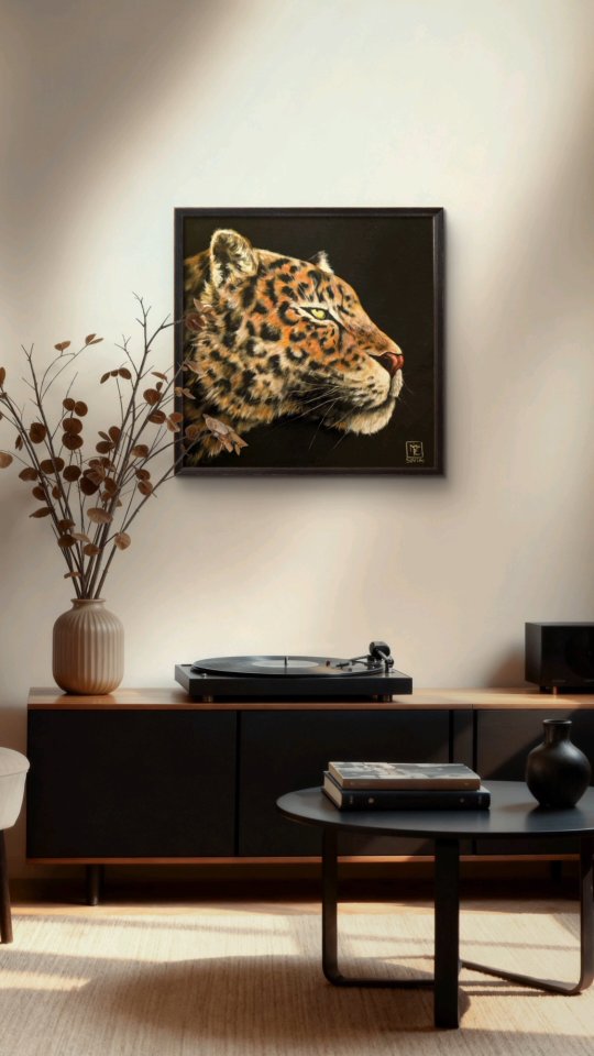 Он сидит в тени, и мир вокруг него кажется тихим и чужим. Его взгляд не ищет одобрения — он просто есть. Каждая пятнистая линия на его шкуре — как шрам или воспоминание, как карта его свободы.
Акрил на холсте, 40×40 см
Авторская картина, которая приносит частичку дикого и свободного мира в ваш мир.