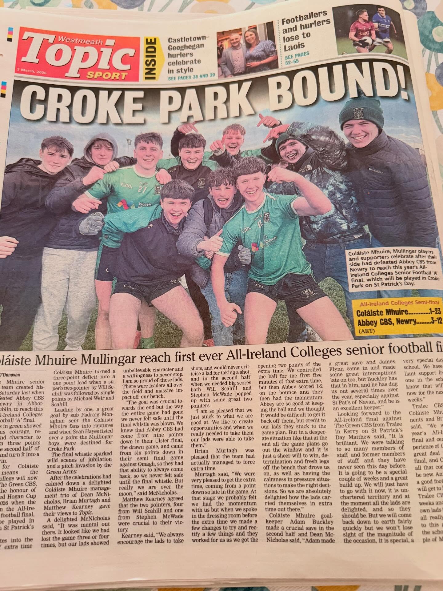 Thank you to @westmeathtopic for all the great coverage of our sports fixtures last week! #westmeathtopic #news #sports