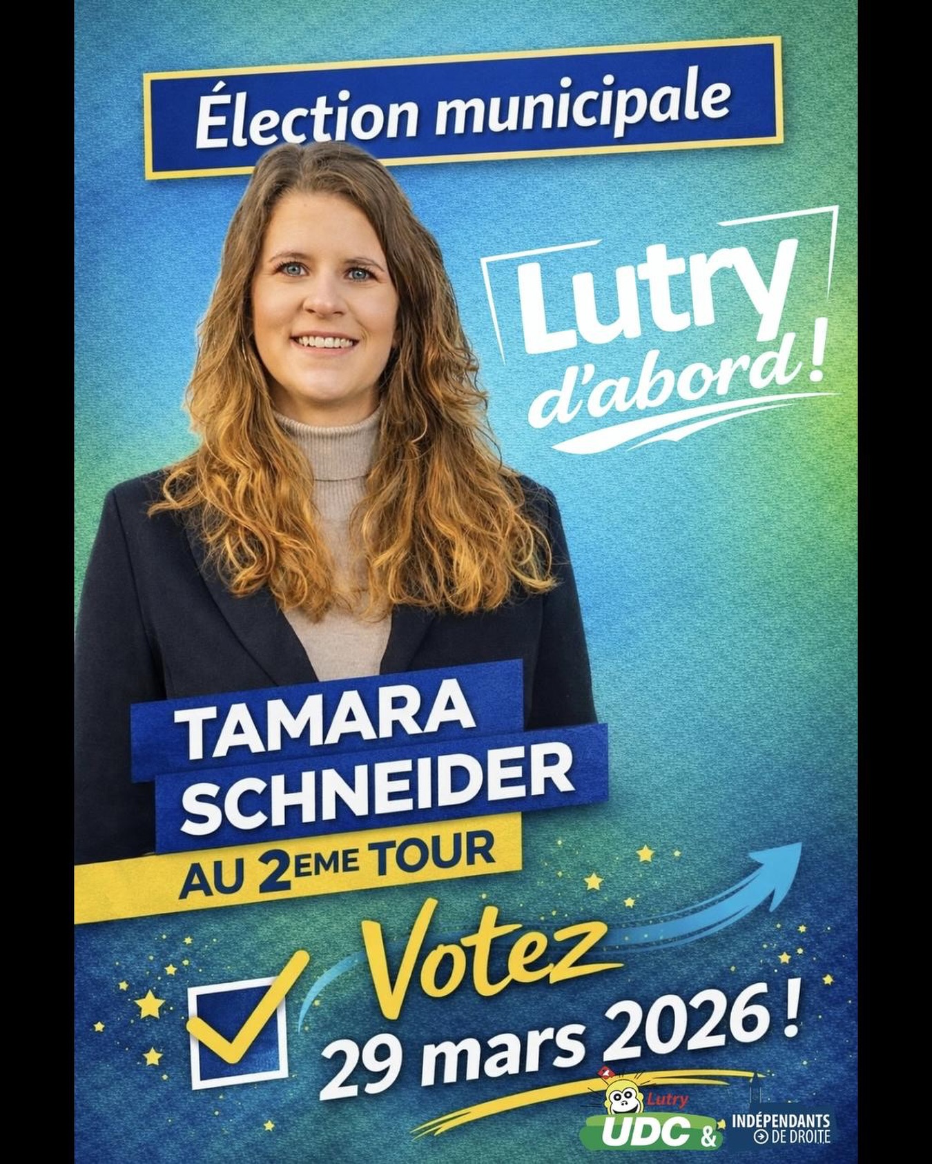🚀 C’est parti pour le 2ᵉ tour !
Le 29 mars 2026, soutenez Tamara Schneider pour la Municipalité.
Engagée pour Lutry et ses habitants, elle souhaite continuer à défendre une commune proche de sa population et tournée vers l’avenir.
👉 Le 29 mars, votez Tamara Schneider.
Lutry d’abord !
#LutryDabord #TamaraSchneider #UDCLutry #IndependantsDeDroite #ElectionMunicipale