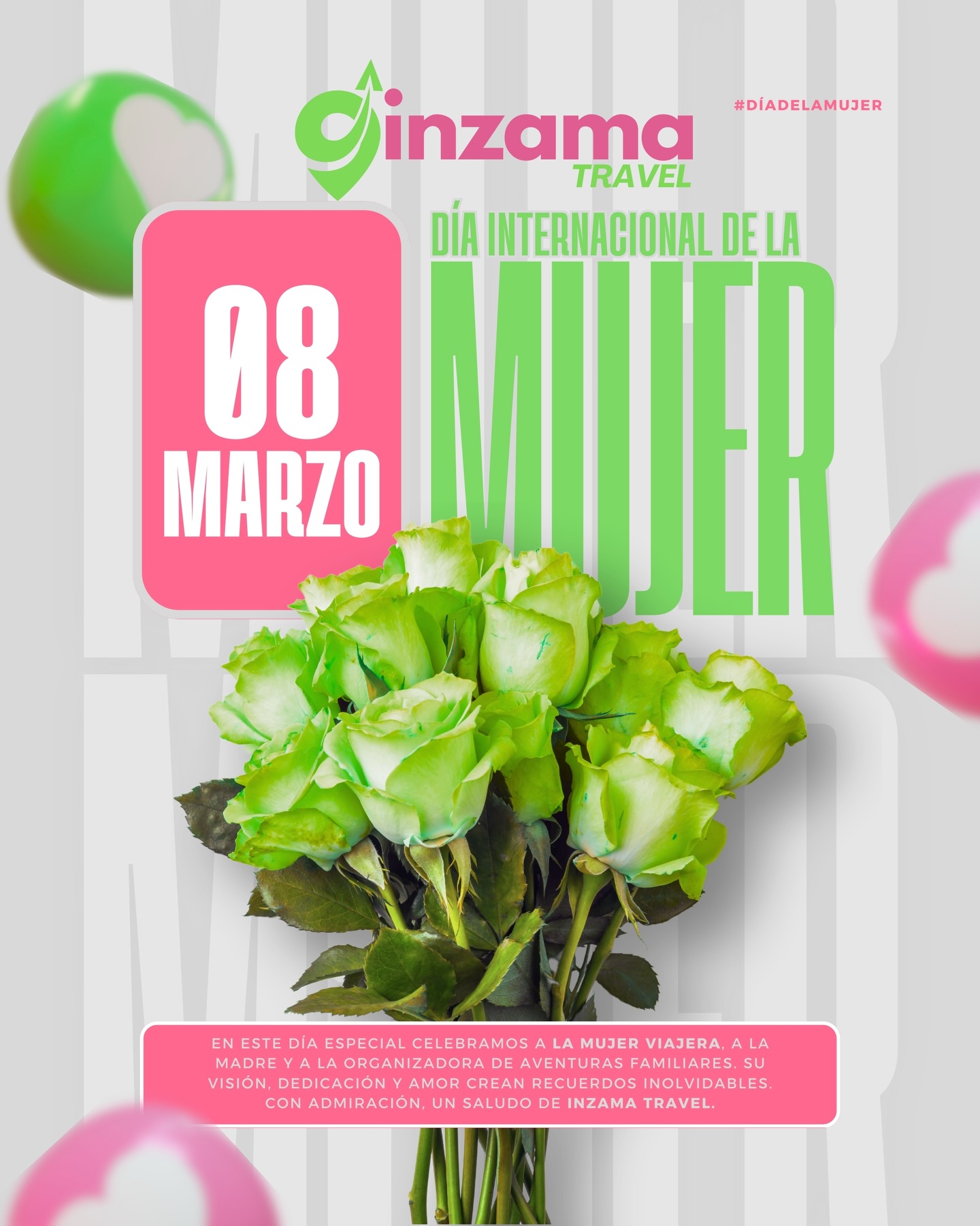 💚🌎 Inzama Travel celebra a las mujeres viajeras – 8 de marzo 💚✈️Hoy celebramos a quienes hacen posible miles de historias de viaje: las mujeres. Mujeres que exploran, que organizan aventuras familiares, que inspiran confianza y que transforman cada viaje en un recuerdo inolvidable.En Inzama Travel, sabemos que muchas veces son ellas quienes buscan, planifican y confían en una agencia para vivir experiencias seguras y bien organizadas. Por eso hoy queremos reconocer a las viajeras, las madres, las profesionales, las amigas y las aventureras que viajan con nosotros.🌸 Feliz Día Internacional de la Mujer – 8 de marzo 🌸💬 A todas las mujeres que confían en nosotros:
Gracias por elegir una agencia chilena para chilenas y chilenos, que trabaja con transparencia, seguridad y compromiso.✈️ ¿Por qué viajar con Inzama Travel?🔒 Seguridad y confianza en cada viaje
💳 Pagos seguros y asesoría personalizada
⭐ Opiniones reales en Google y Tripadvisor
🌎 Experiencias para mujeres viajeras, familias y parejas
🤝 Acompañamiento antes, durante y después del viajeSabemos que viajar no es solo comprar un tour.
Es confiar en alguien que cuide cada detalle.Por eso en Inzama Travel trabajamos para que cada viajera y viajero sienta:✔ tranquilidad al reservar
✔ respaldo durante el viaje
✔ experiencias auténticas
✔ recuerdos que duren toda la vida💬 Nuestro compromisoSi viajas sola, en pareja o con tu familia, no estás sola.
Estamos contigo para ayudarte a encontrar el mejor destino, la mejor experiencia y la mayor seguridad.💚 Inzama Travel
Una agencia creada para acompañar a viajeras y viajeros de Chile al mundo.🌍 Porque viajar con confianza cambia todo.
✈️ Y cada aventura comienza con una buena decisión.¡Feliz Día de la Mujer! 💐
Seguimos viajando juntos.#DiaDeLaMujer
#MujeresViajeras
#ViajaConConfianza
#InzamaTravel
#viajaresvivir