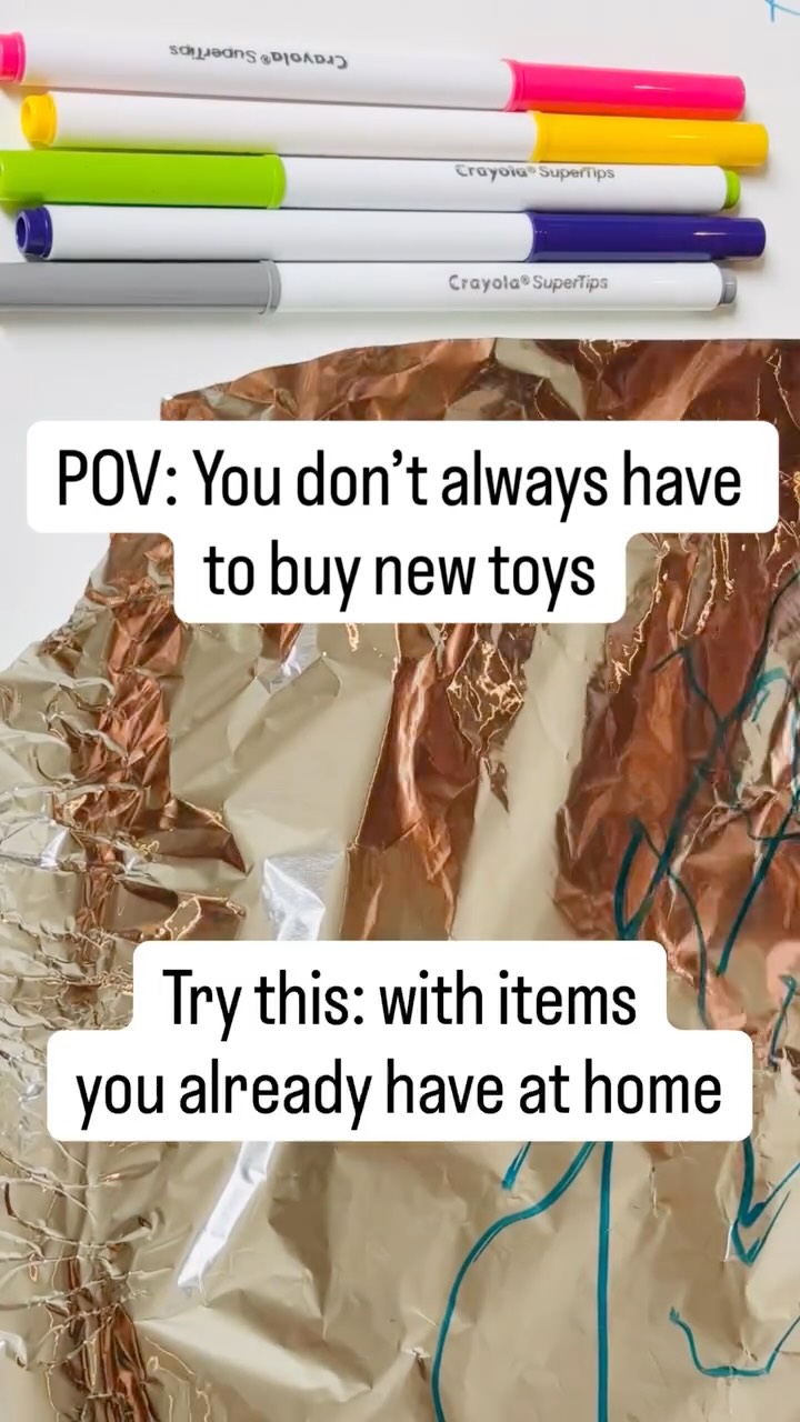 đ¨Try this easy low-prep foil painting activity. Save this for when youâve run out of ideas and want to keep your child entertained.
You will need:
1ď¸âŁA spray bottle
2ď¸âŁWashable markers
3ď¸âŁWhite paper
4ď¸âŁA sheet of foil
#screenfree #screenfreefun #screenfreekids #toddler #kids