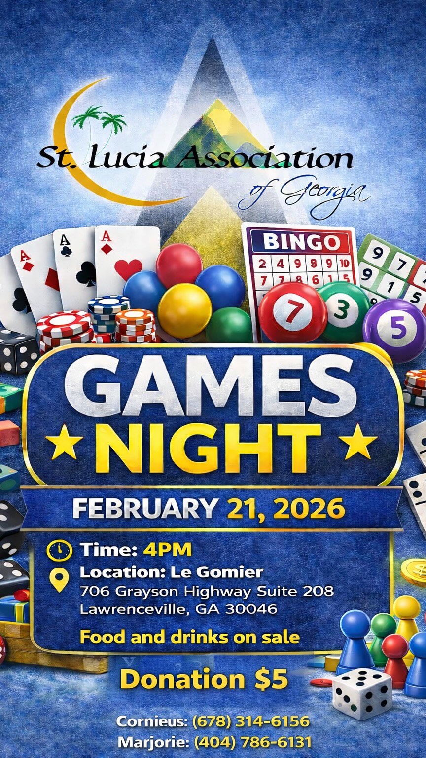 Thank you to everyone who came out, supported, and brought the fun to our games night to celebrate St. Lucia's 47th Independence 🇱🇨. It was a night full of laughter, friendly competition, and great fellowship. We truly appreciate our amazing community.