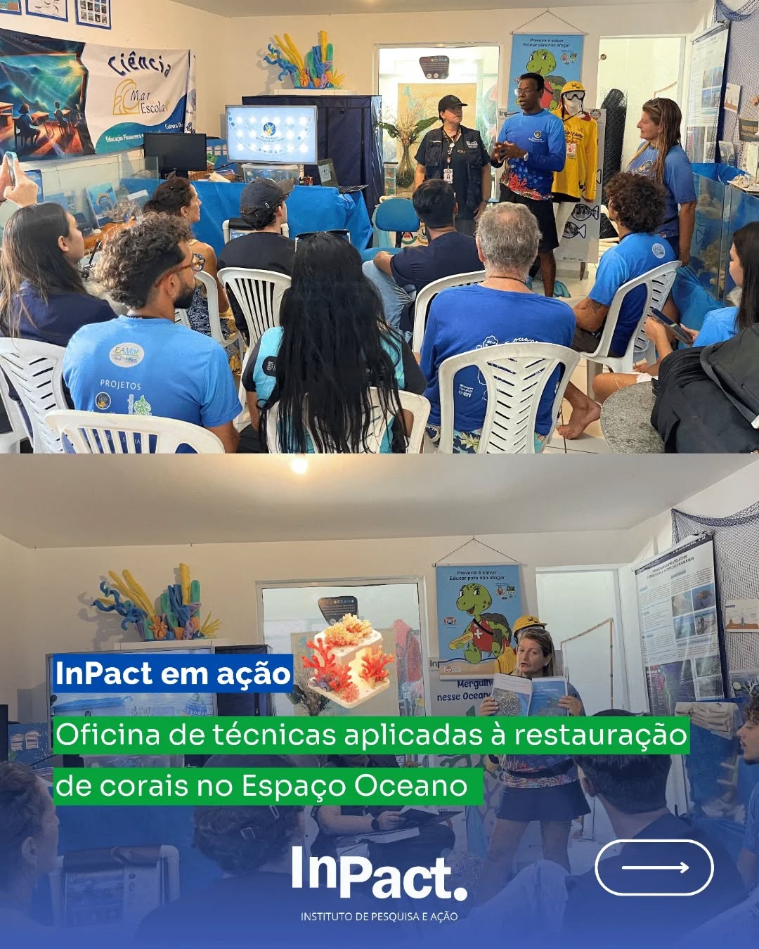 🌊🪸 Oficina sobre técnicas aplicadas a restauração de corais 🪸🌊
O @inpact.org.br realizou uma incrível oficina sobre a restauração de corais, reunindo membros da nossa equipe e alunos da FACENE resultando num momento de muita troca de conhecimento, prática e ciência aplicada à conservação marinha.
A oficina foi ministrada pela Dra. Karina Massei, bióloga marinha, e pela Dra. Patrícia Oliveira, médica veterinária, que compartilharam técnicas fundamentais para a restauração ecológica de corais, desde os princípios biológicos até os cuidados no manejo e manutenção dos fragmentos.
A microfragmentação é uma estratégia inovadora que acelera o crescimento dos corais, fortalecendo as ações de restauração e contribuindo para a recuperação dos recifes.
Seguimos fortalecendo a ciência-cidadã e o compromisso com a preservação dos nossos ecossistemas marinhos!
#InPact #Microfragmentação #RestauraçãoDeCorais #ConservaçãoMarinha #CiênciaCidadã