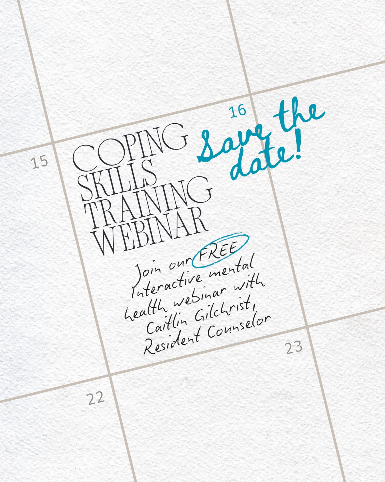 MARCH 16TH at 7:30PM - SAVE THE DATE
What if coping skills actually worked in real life
—not just in theory?
This interactive mental health webinar will teach you how to move from crisis response to daily prevention, using simple grounding tools, brain-body strategies, and practical routines you can apply right away.
Start 2026 calmer, stronger, and more in control.
📢 More details to follow, turn on our post notifications!
-
#fallscurchva #virginiatherapist #therapy #psychology