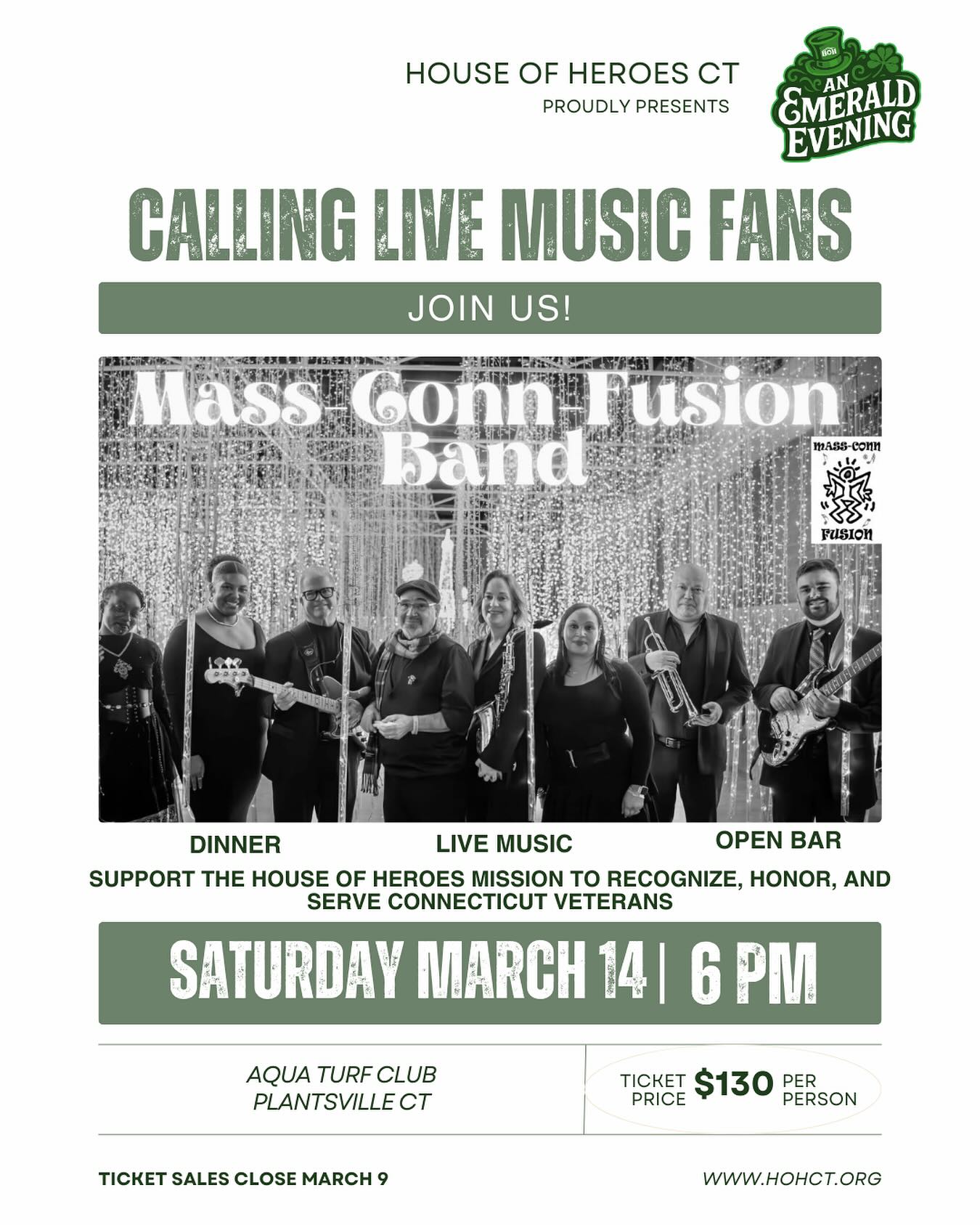 LIVE MUSIC + SUPPORTING OUR VETERANS 🇺🇸
Get ready for an unforgettable night as @massconnfusion is set to bring the party to our event, all in support of House of Heroes CT and the veterans we proudly serve.
This high-energy band brings the Motown, R&B, funk, disco, and today’s hits — and trust us, the dance floor will be full. 💃🕺 Horns, powerhouse vocals, nonstop favorites… it’s a party with a purpose.
So live music fans and Mass-Conn-Fusion fans, this is your chance to sing, dance, and make a real impact for local veterans.
Grab your crew. Grab your tickets. Let’s celebrate, give back, and show up strong for those who’ve served. ❤️✨
#SupportOurVeterans #LiveMusicCT #HouseOfHeroesCT #MassConnFusion #PartyWithAPurpose