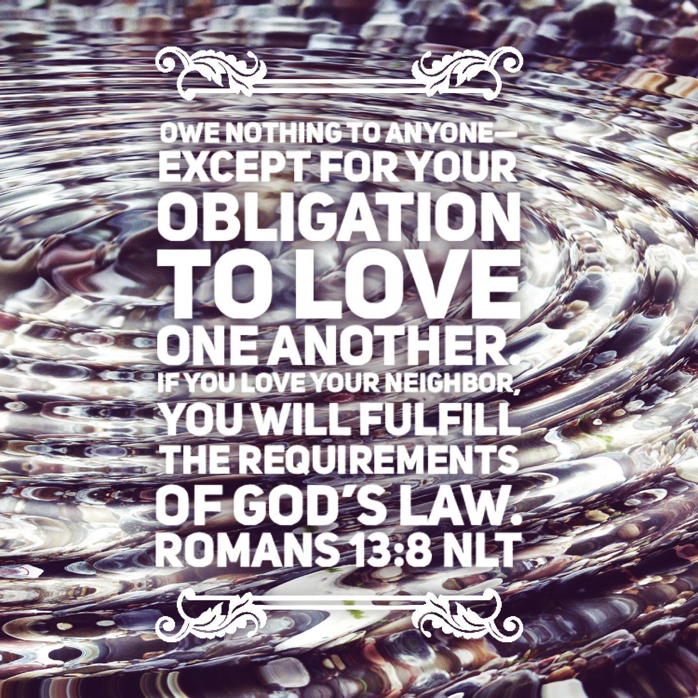 This was my daily Bible 📖 verse in Spanish today. I love how it ties in with story from this week’s Christian Science Bible Lesson where one of the scribes asks Jesus what the greatest commandment in the law is, and Jesus responds that it’s loving God with all that’s in us, and that the next greatest is loving our neighbors as ourselves.
.
I also think about how the love we express ripples out into the world, revealing the ever-presence of God, who *is* divine Love itself. Hence the ripple background pic. 😊
.
#livelove #vivaamor #GodisLove #DiosesAmor #spreadlove #loveisofGod #Godisgood #loveoneanother #loveisthelaw #amoreslaley #amoreslaleydecristo
