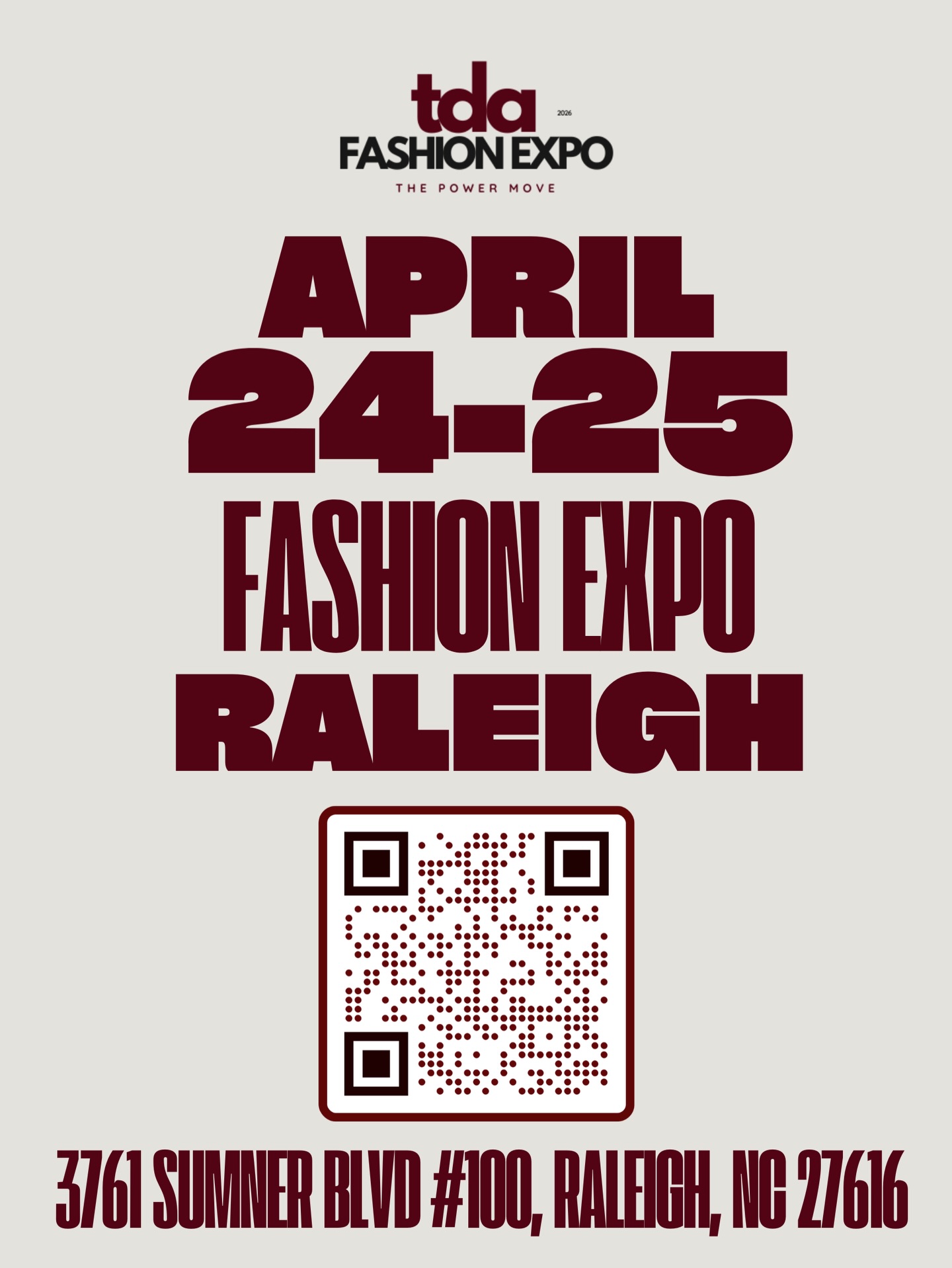 Raleigh… are you ready? 👀✨
The TDA Fashion Expo is bringing a full fashion weekend experience to the city — and you don’t want to miss it.
From runway shows and designers to vendors, media, keynote speakers, and networking, this event is where fashion, culture, and creativity come together.
📅 April 24–25
📍 The White Magnolia | Raleigh, NC
Whether you’re coming to support, network, shop, or experience the runway, this is the place to be.
🎟 Scan the QR code or visit the link to secure your tickets today.
Tell a friend to tell a friend… we’ll see you at the expo.
#TDAFashionExpo #RaleighEvents #RaleighFashion #FashionExpo #RunwayExperience NCFashion FashionWeekend SupportCreatives RaleighNC