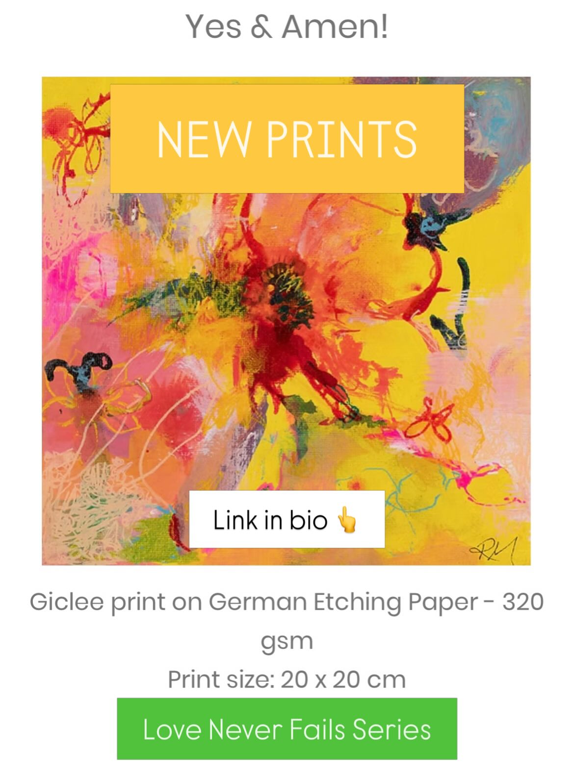 New Spring prints have just been added to my website🥳! ( link in bio👆) Maybe chase away the rain clouds with a reminder of sunny days?! These are prints made from a series of paintings called ‘ Love Never Fails’ ….
With everything that’s going on in the world, it felt like a good time to remember there is still joy and beauty to be found out there 🥰 🫶🏻…
#rosmansfieldart
#loveneverfails
#yesandamen
#joyfulart
#prints