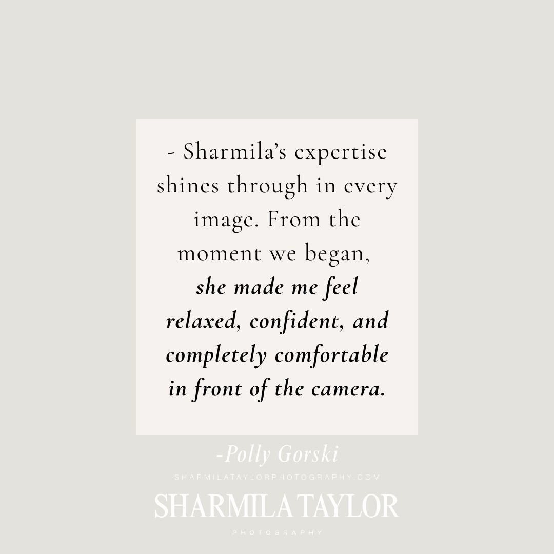 “Sharmila’s expertise shines through in every image. From the moment we began, she made me feel relaxed, confident, and completely comfortable in front of the camera.”
— Polly Gorksi, Coastal Tide Travel
This is what I hope for every single client.
That moment when the camera becomes secondary. When you forget you’re being photographed and just show up as yourself: confident, relaxed, real.
That’s when the magic happens.
Thank you, Polly, for trusting me with your brand. It was a joy working with you.
