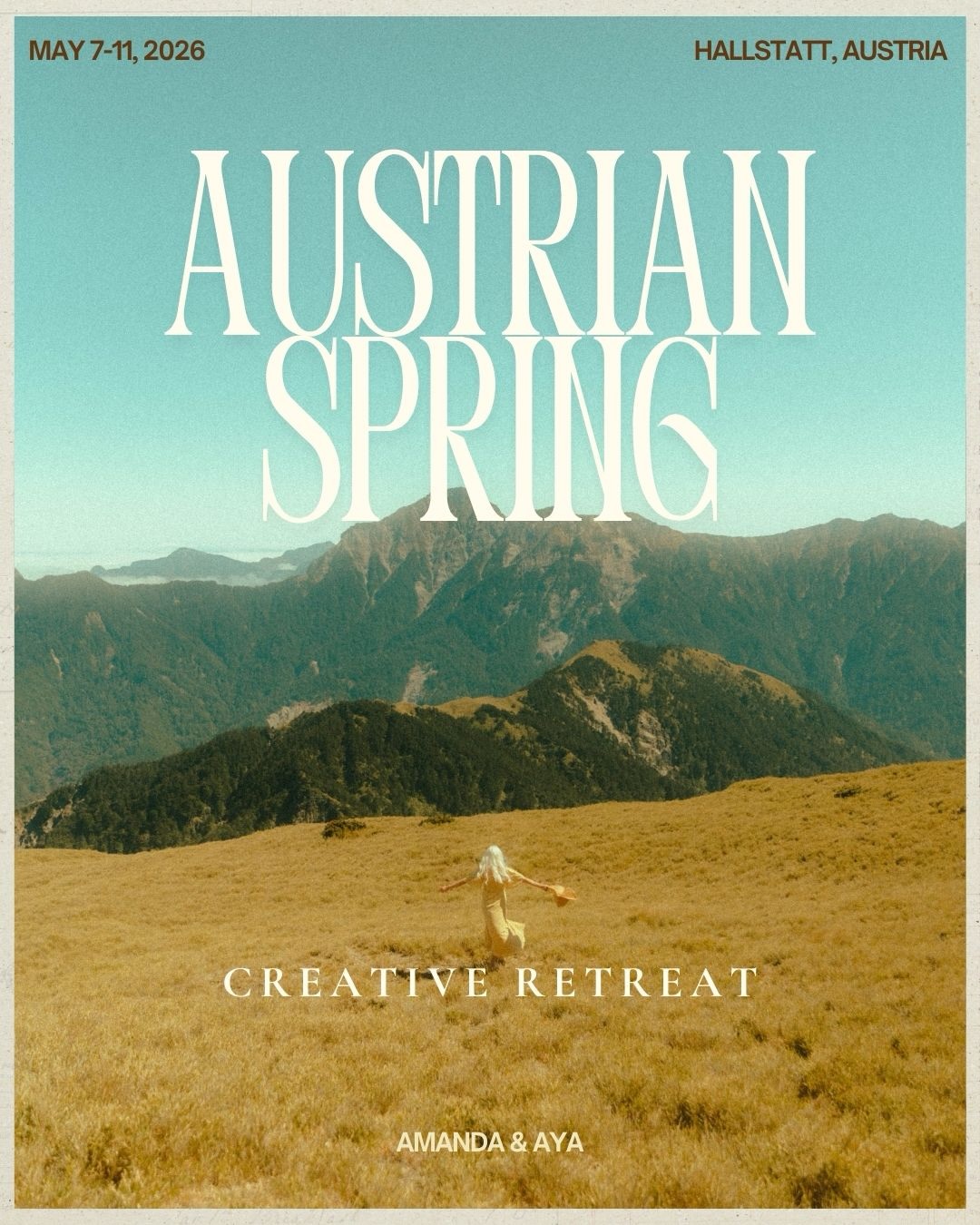 Exciting news… I am hosting my first ever Creative Retreat along with my friend Aya in the beautiful mountains of Austria!!! :”) 🏔️
It’s been a long time coming as we are both creatives who love bringing people together- what better way to kick it off than all of us, surrounded by the beautiful mountains & lakes of Austria!!? 🙂↔️
Come escape the everyday hustle for a little bit, enjoy cozy chalet mornings, frolic in the hills with views of the alps, explore towns & of course, snap & film away BECAUSE!.. we’ve prepared 4 fun & portfolio- ready stylized shoots for everyone to indulge in.. (indulge because I love it when I don’t need to be the one finding & styling models, props, location and think about posing..we will be doing all that for you ;)
This retreat is for ANYONE, you don’t have to be a experienced photographer or filmmaker, you could just want to explore Austria with like-minded people & try out photo & video for the fun of it. (It’s also not girls only lol) 2026 is all about going out of our comfort zones!
Save the dates May 7-11th, 2026 (exactly 2 months from now!)
Only 8 spots available to keep it intimate - €2000🤍
Comment “AUSTRIA” for details. We can’t wait to create with you! ✨
- Amanda & Aya💗